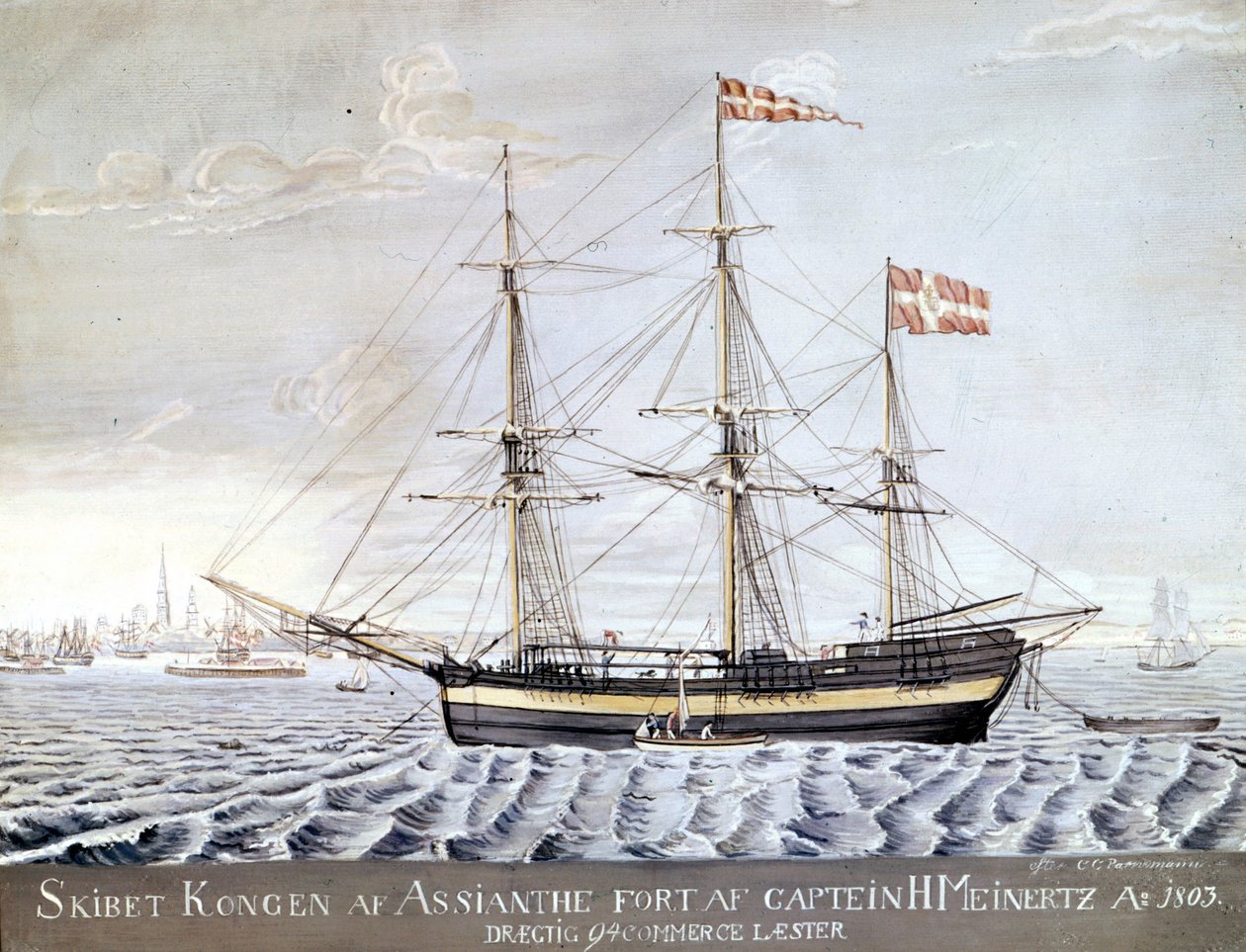 Slership “” Konigin of Asian”” 1803. Námořní muzeum Elsinore, Dánsko od Danish School