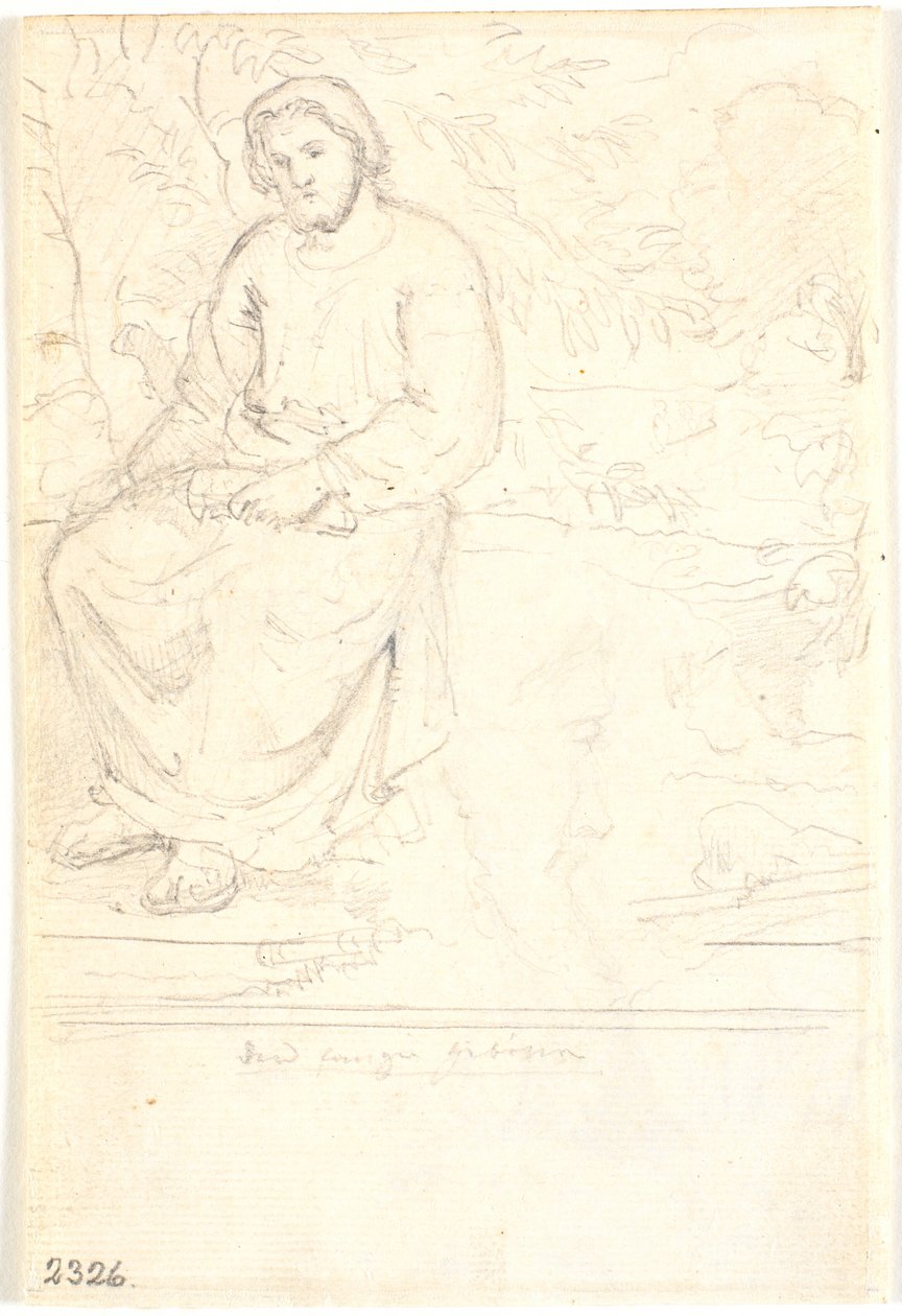 Starý muž sedící vedle mohutného kmene, biblická postava? od Dankvart Dreyer