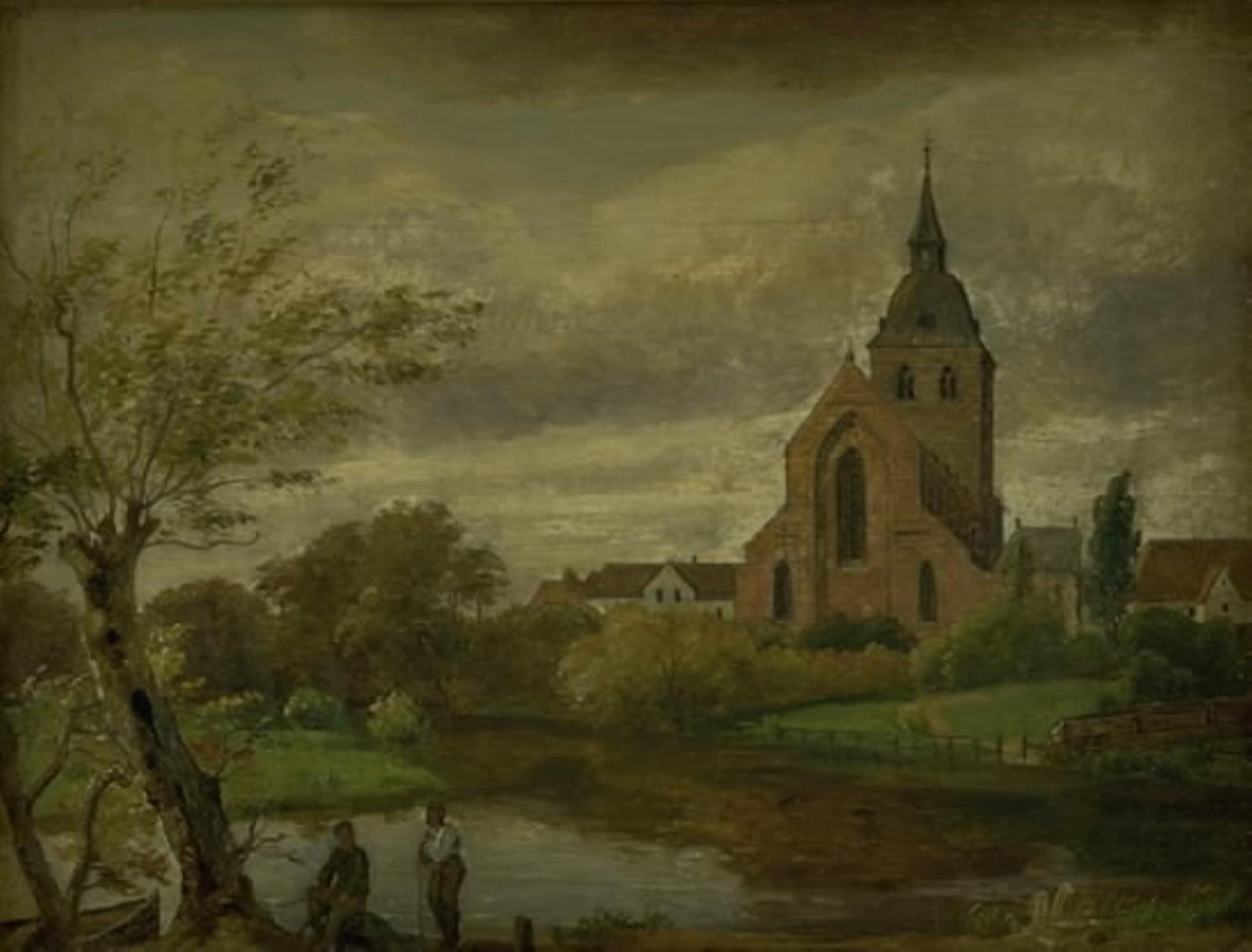Kostel svatého Knuda u řeky v Odense. Podzim od Dankvart Dreyer