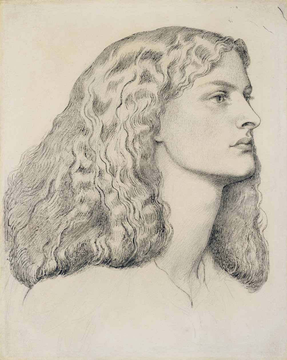 Portrét Annie Millerové, kolem roku 1860 (tužka, pero, inkoust a mytí na papíře) od Dante Gabriel Charles Rossetti