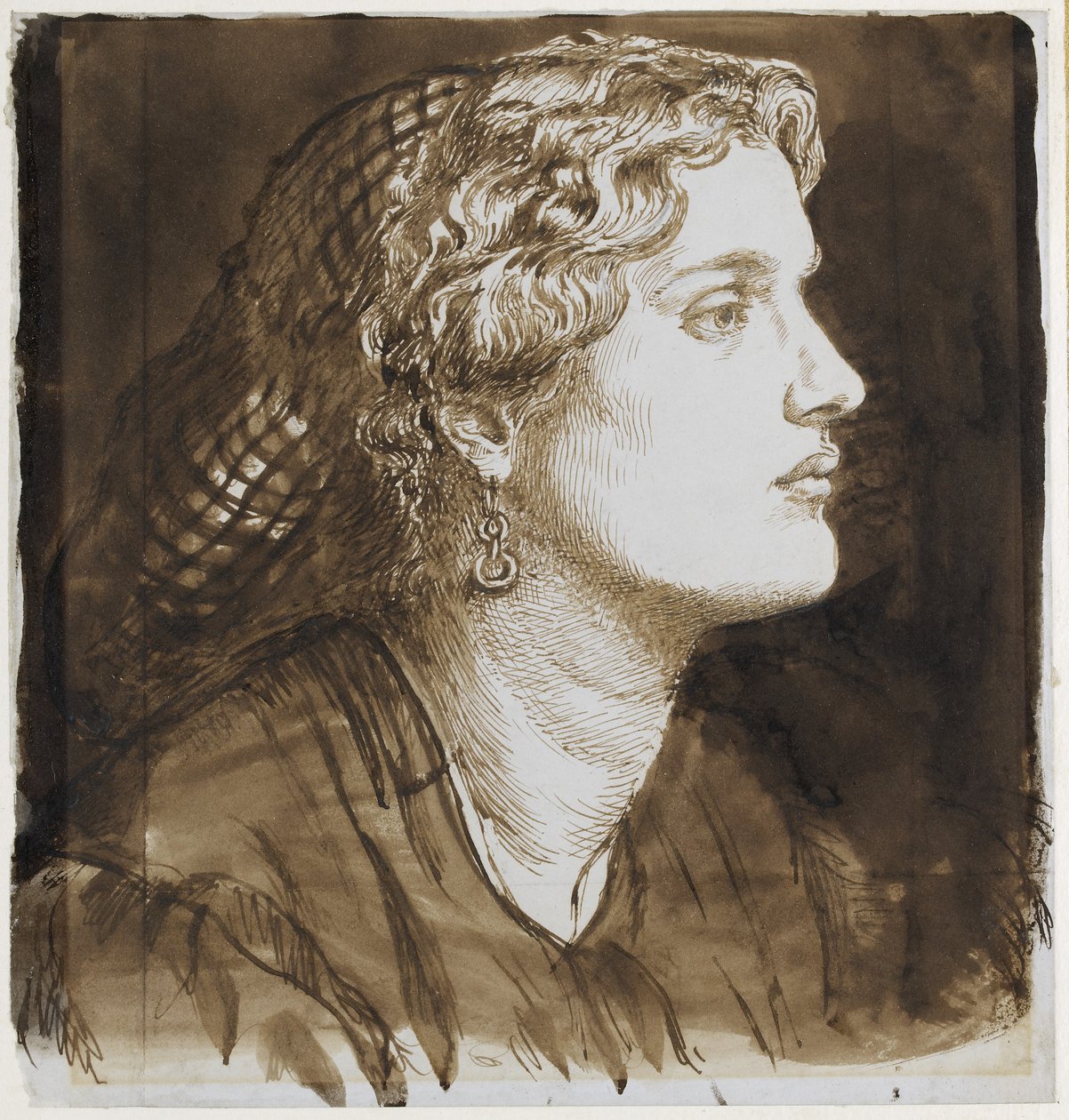 Portrét Fanny Cornforth (pero a hnědý inkoust na papíře) od Dante Gabriel Charles Rossetti