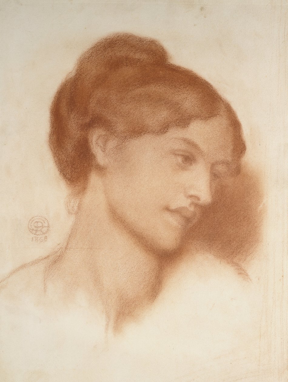 Portrét paní Murray Marksové, 1868 (červená křída na špinavě bílém papíře) od Dante Gabriel Charles Rossetti