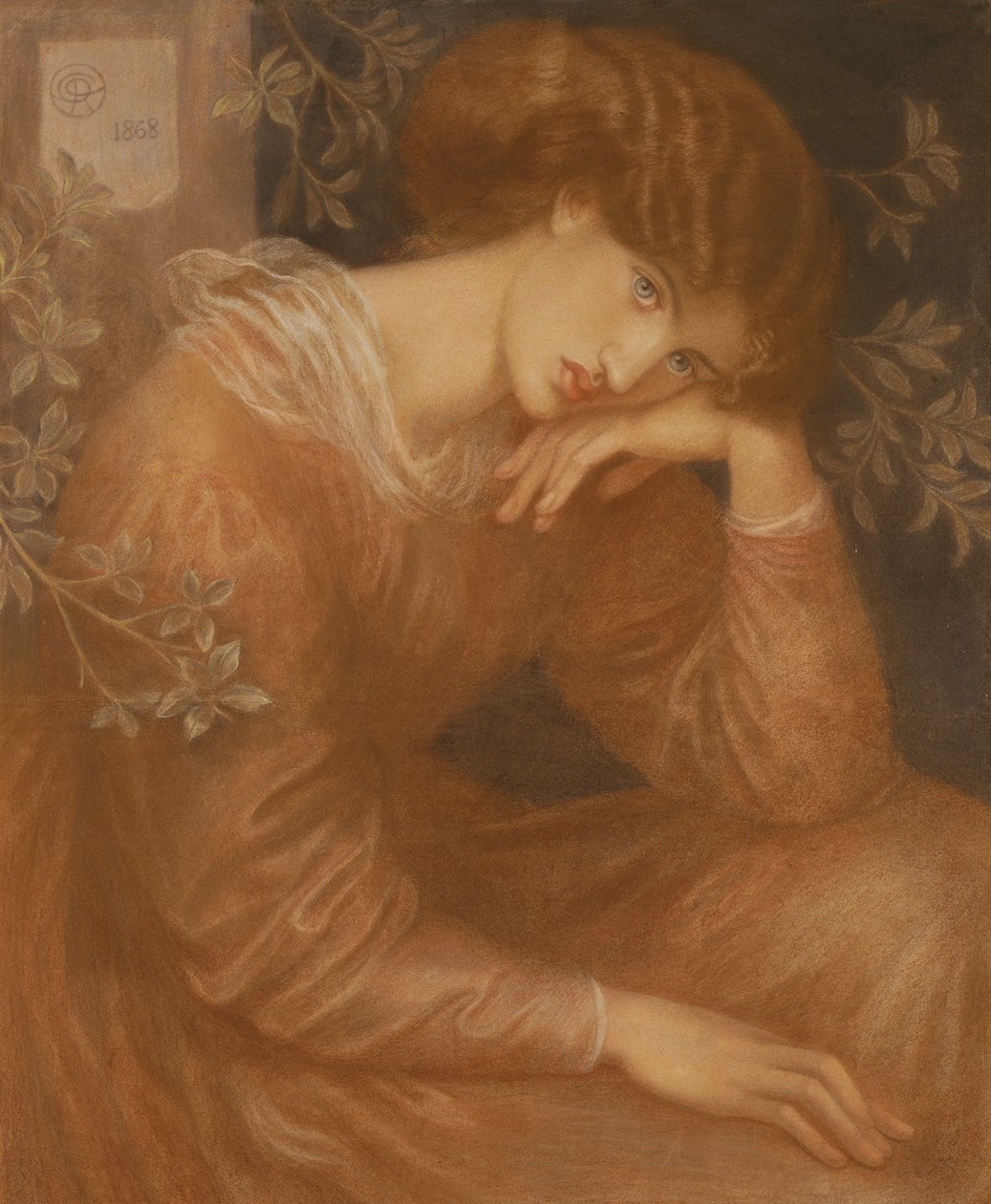 Reverie, 1868 (barevná křída na papíře) od Dante Gabriel Charles Rossetti