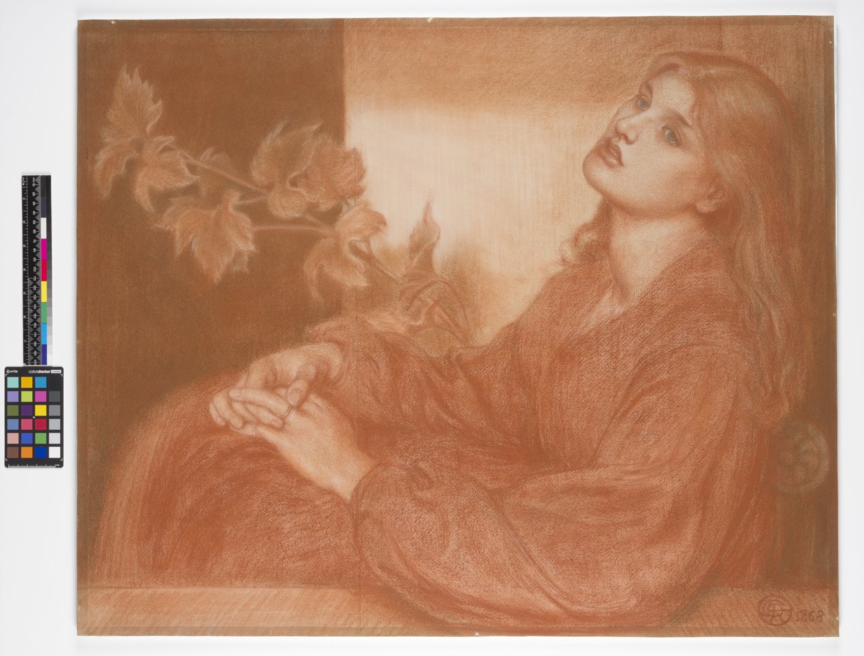 Pamatuj si mě, kdo syn la Pia (od Dantes Purgatorio) 1868 (červená a černá křída na papíře) od Dante Gabriel Charles Rossetti