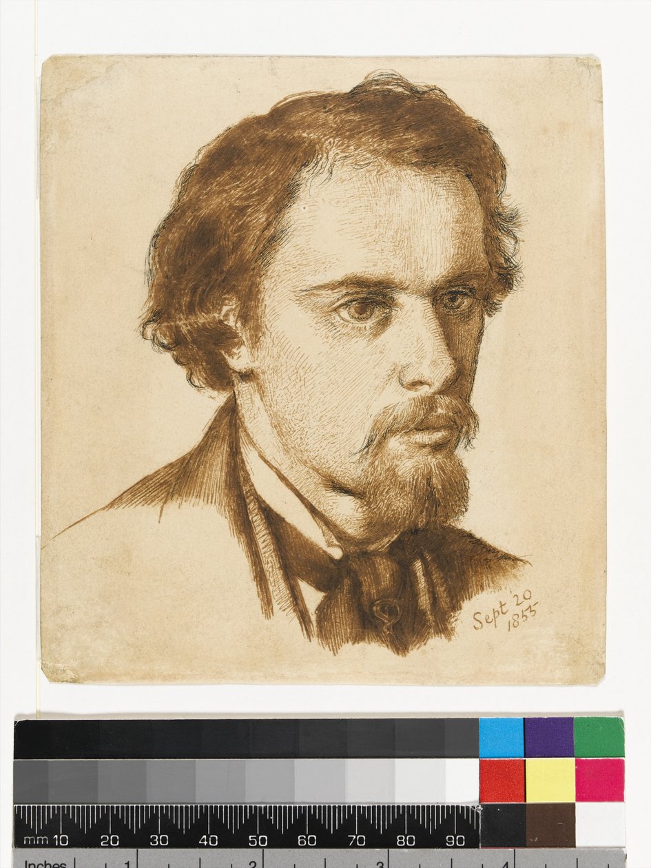 Autoportrét, 1855 (pero a indický inkoust a hnědý inkoust na papíře) od Dante Gabriel Charles Rossetti