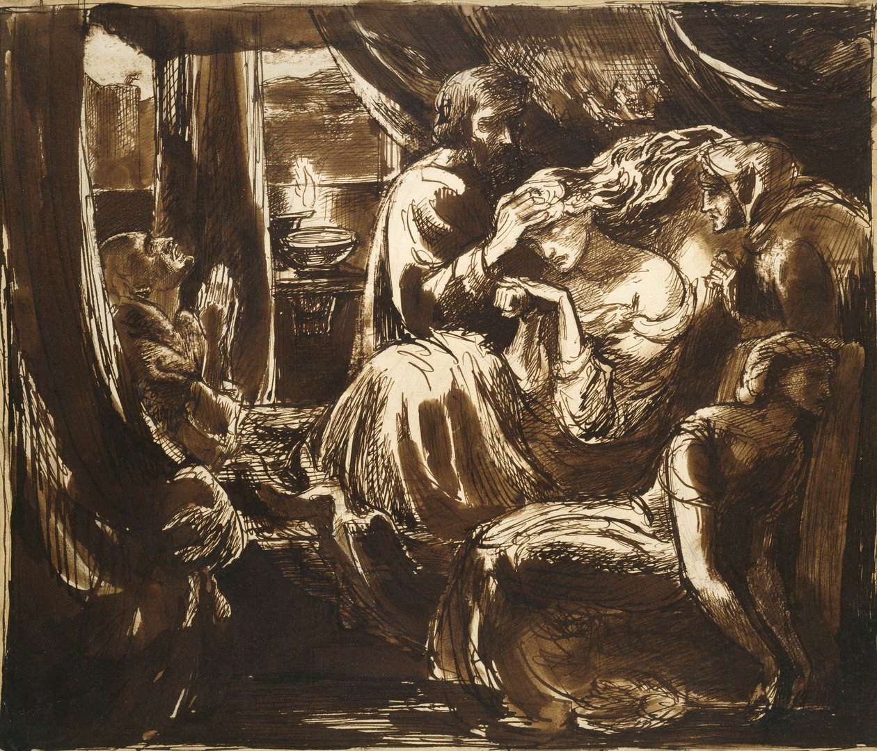 Smrt Lady Macbeth, 19. století (pero a inkoust na papíře) od Dante Gabriel Charles Rossetti