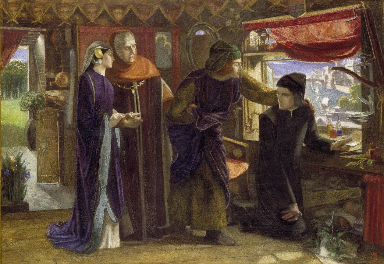 První výročí smrti Beatrice, 1853-54 od Dante Gabriel Charles Rossetti