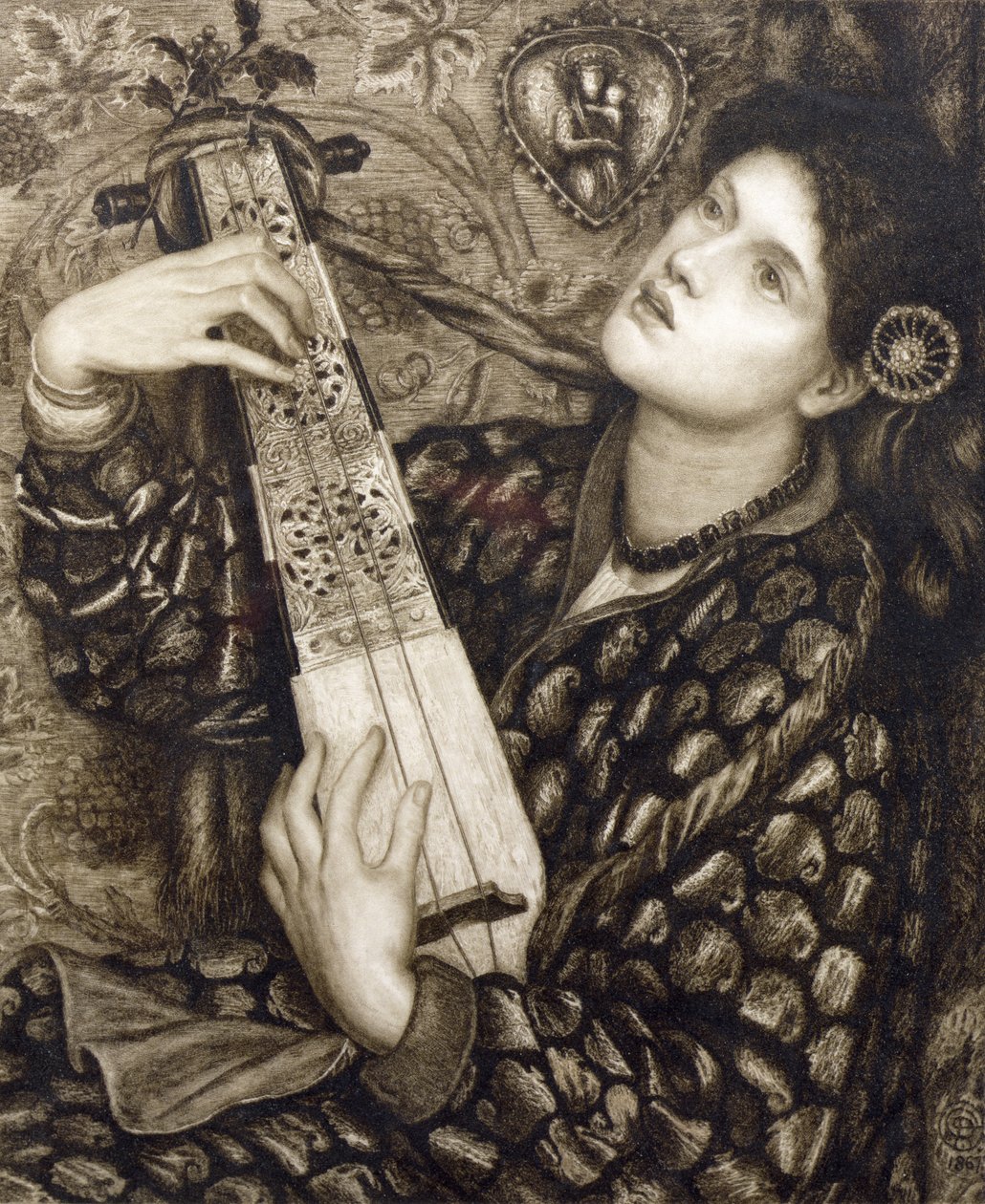 Vánoční koleda, vyryla Eugene Gaujean (1850-1900) hospoda. Robert Dunthorne, 1891 od Dante Gabriel Charles Rossetti