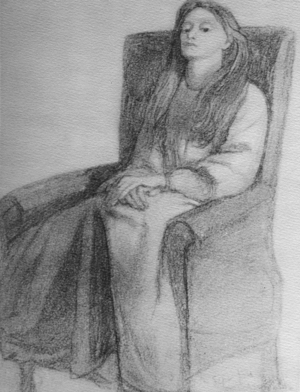 Elizabeth Siddal, kolem roku 1853 (grafit na papíře) od Dante Gabriel Charles Rossetti