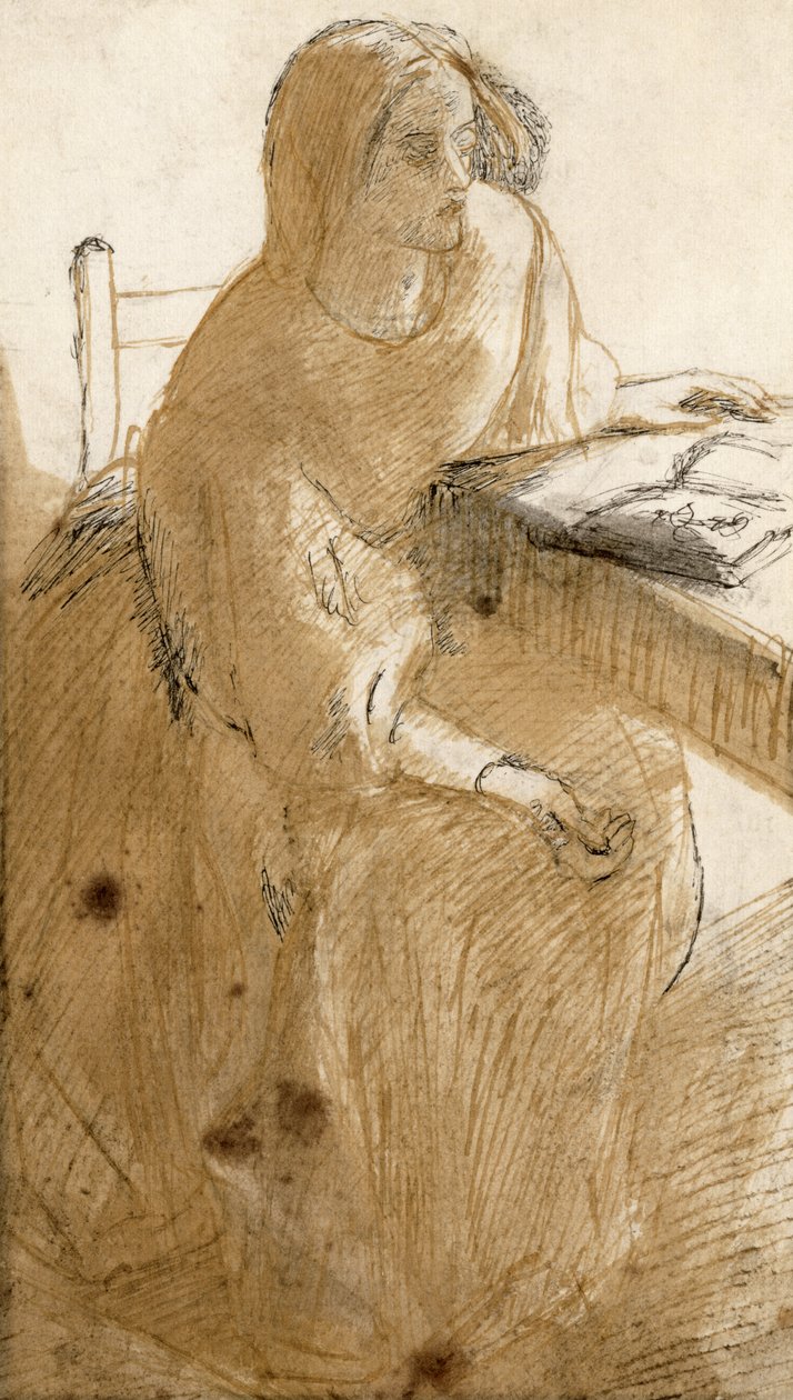 Lizzie Siddal (1832-62) (pero a inkoust a wc na papíře) od Dante Gabriel Charles Rossetti