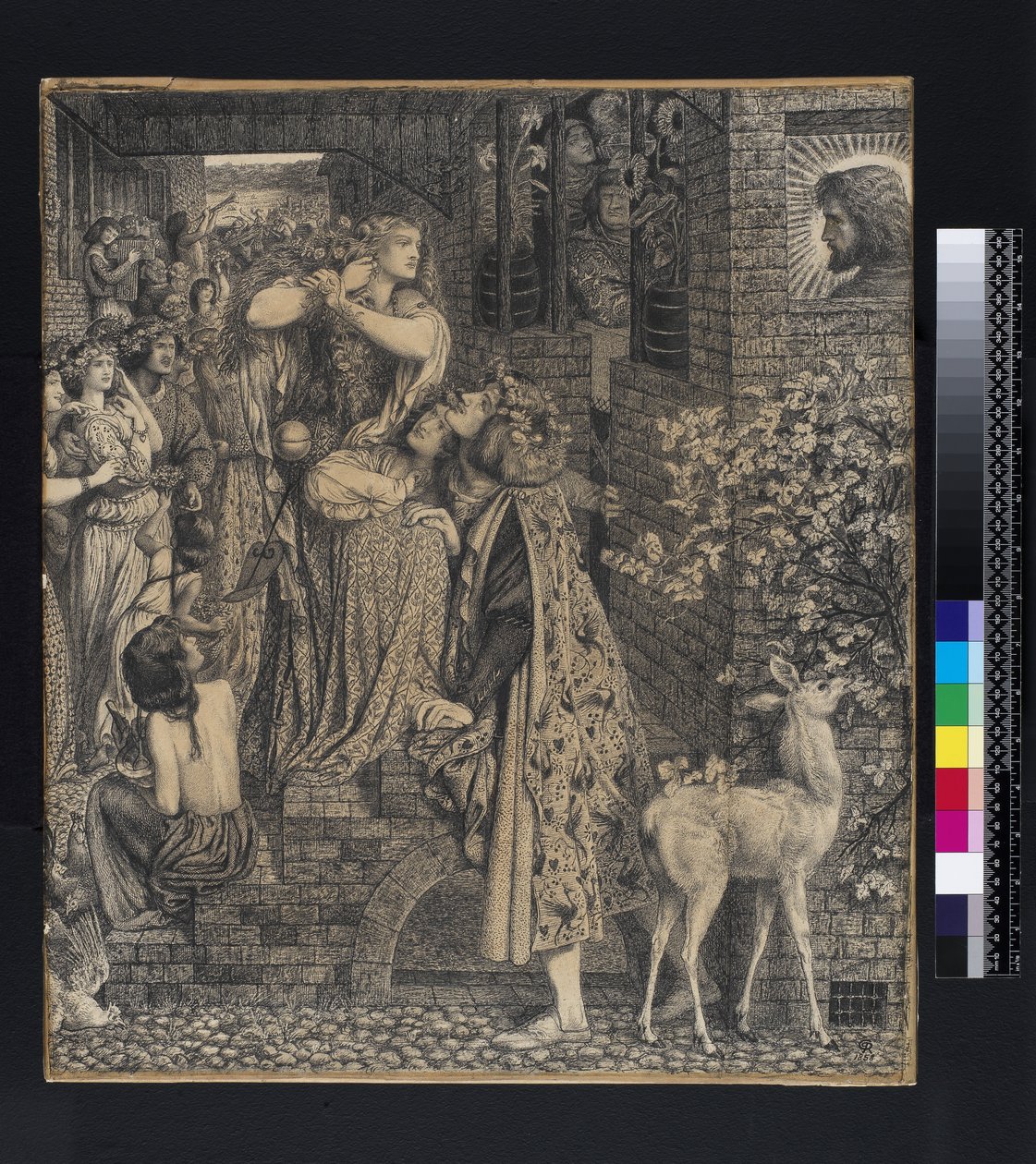 Marie Magdalena u dveří Šimona Farizea, 1853-9 (pero a inkoust na papíře) od Dante Gabriel Charles Rossetti