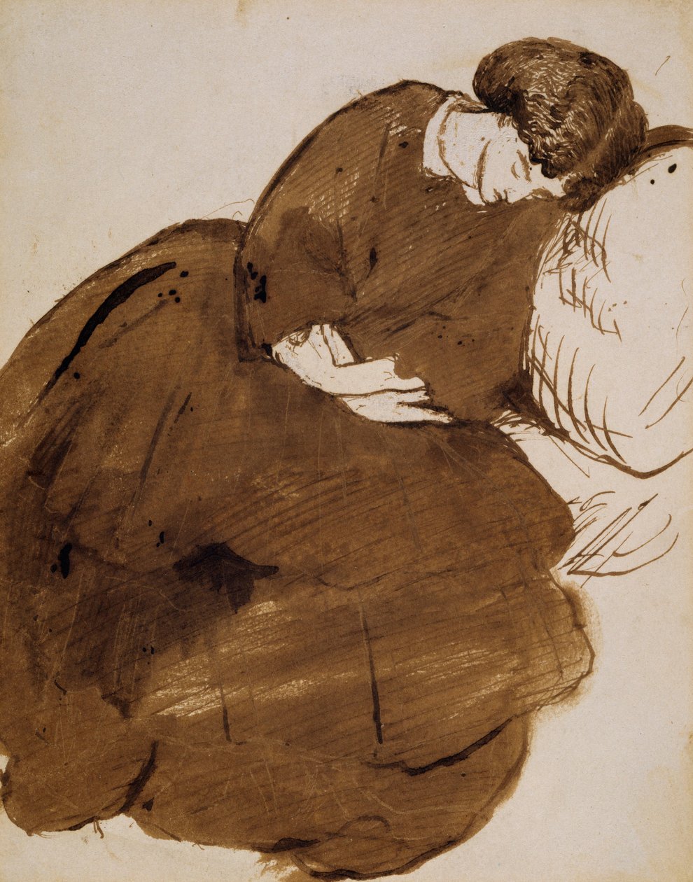 Portrét Jane Morrisové spící na pohovce od Dante Gabriel Charles Rossetti
