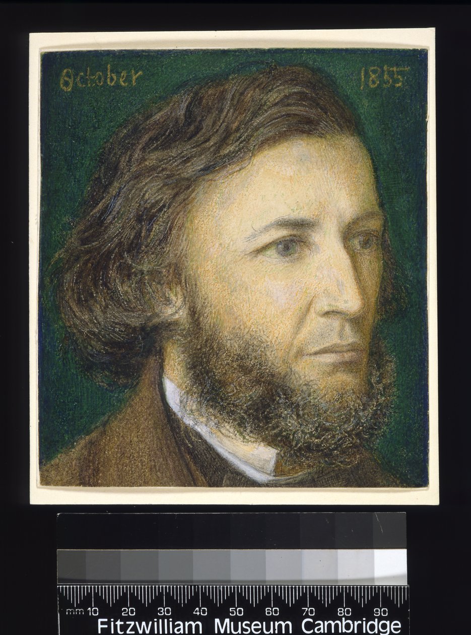 Portrét Roberta Browninga (1812-89), 1855 (wc, tužka a barevné křídy na papíře) od Dante Gabriel Charles Rossetti