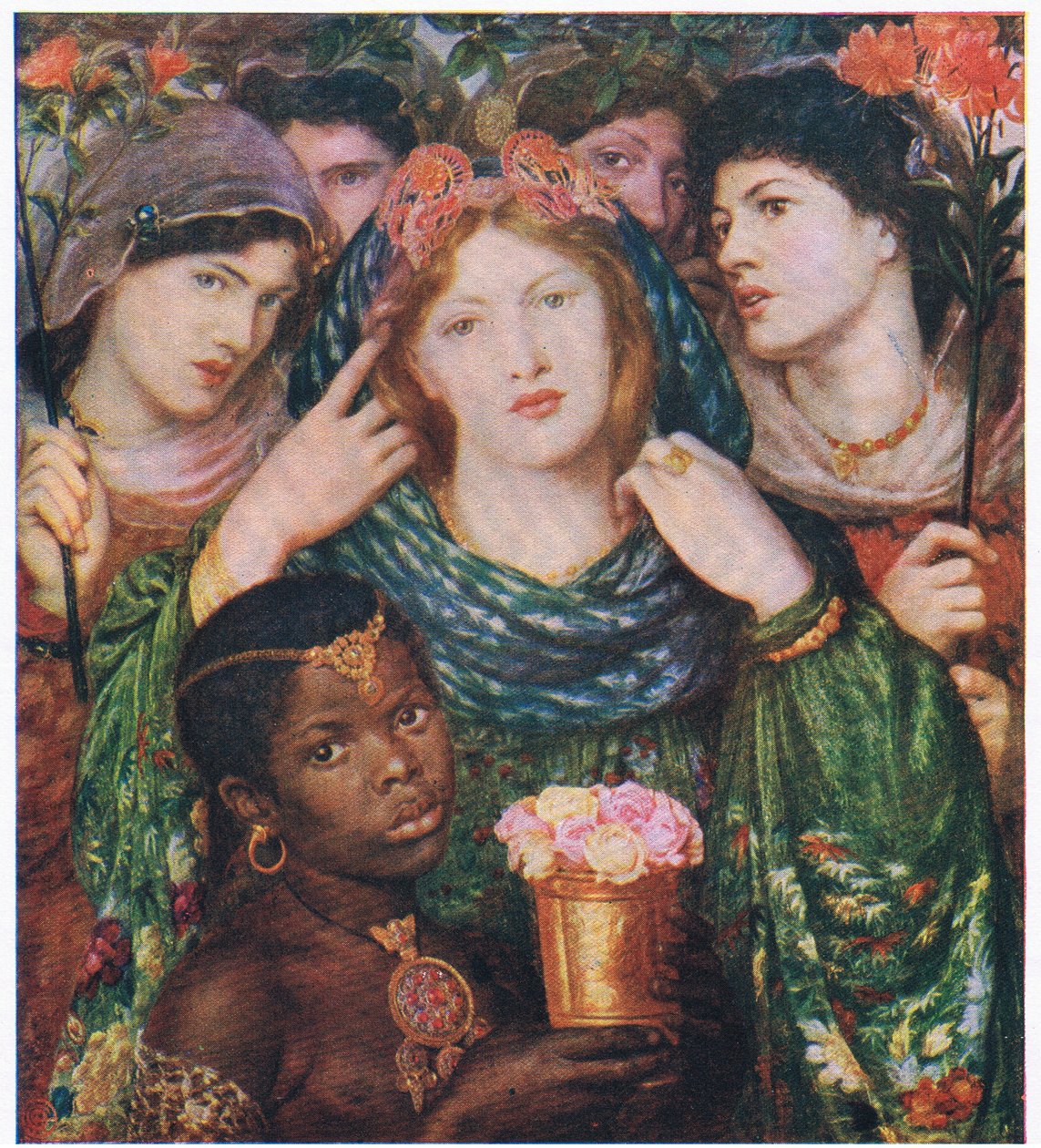 Milovaná, ilustrace z časopisu My Magazine (Arthur Mee), asi 1920-30 (barevná litografie) od Dante Gabriel (after) Rossetti