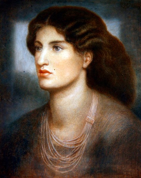 Portrét - studie pro "Žena v okně" od Dante Gabriel Charles Rossetti