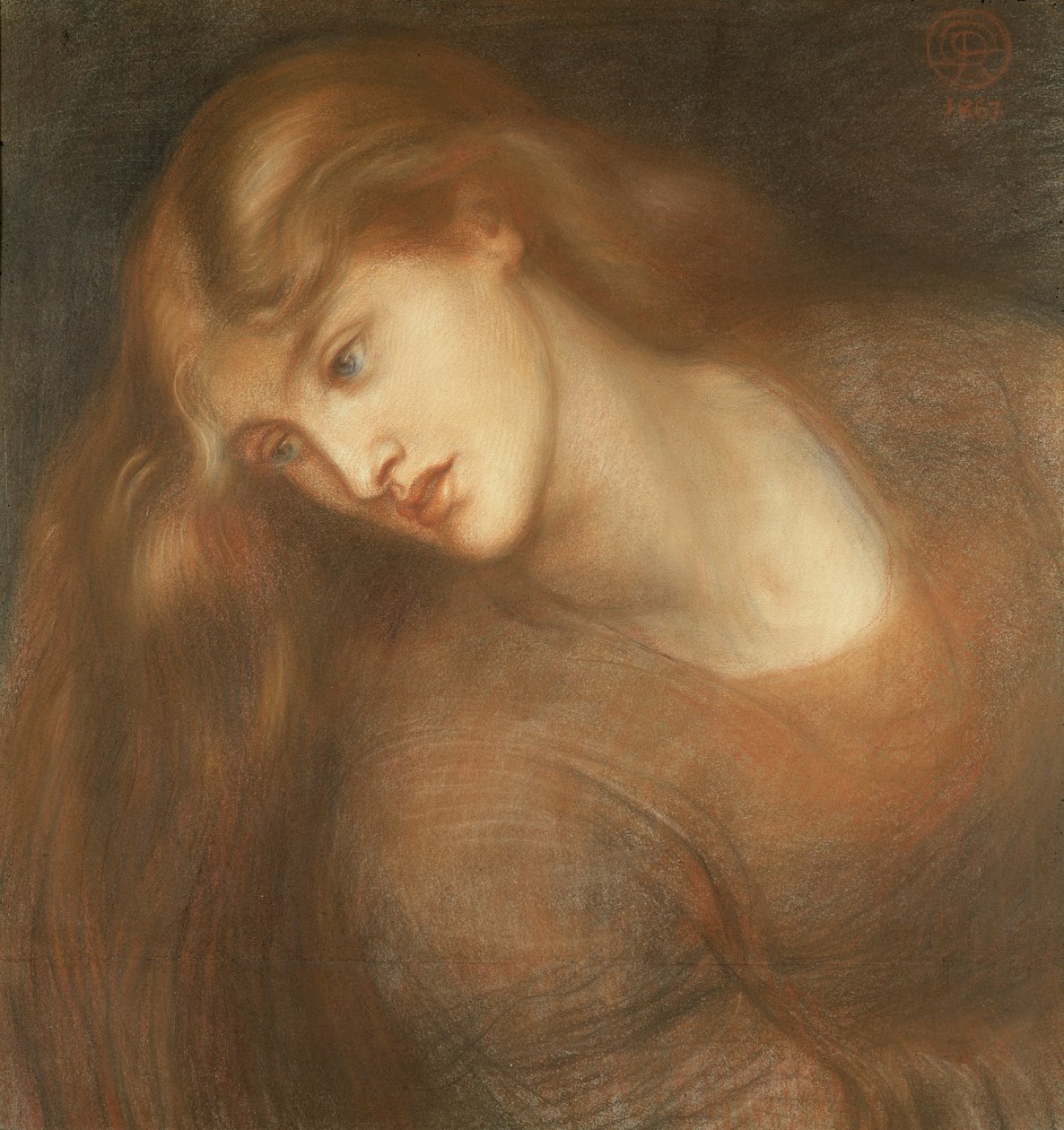 Aspecta Medusa, 1867 (barevné křídy na papíře) od Dante Gabriel Charles Rossetti