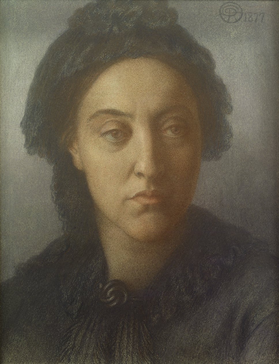 Christina Rossetti, 1877 (barevné křídy na papíře) od Dante Gabriel Charles Rossetti
