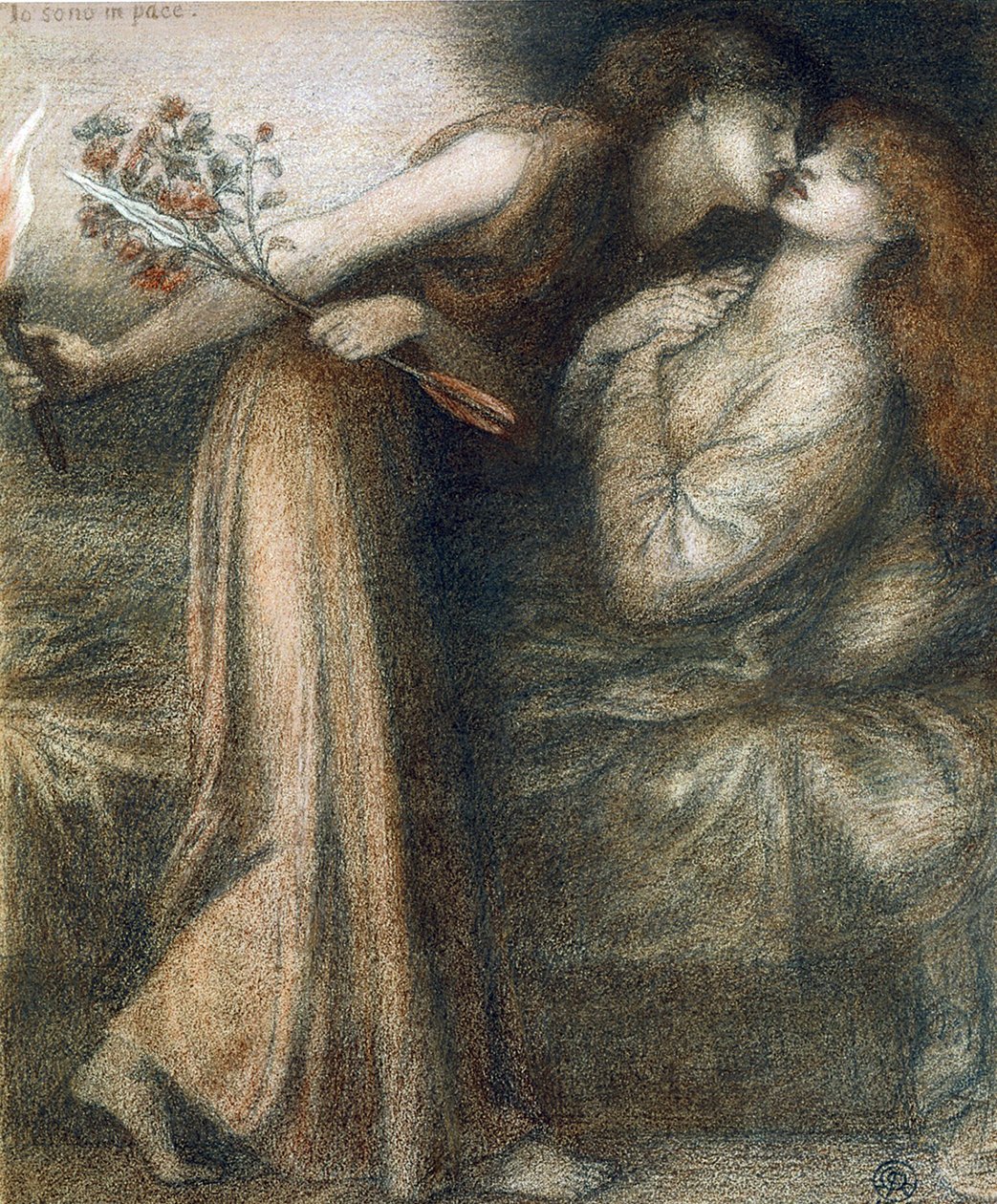 Dantův sen v den smrti Beatrice (Io sono v tempu) - Dessin de Dante Gabriel Rossetti (1828-1882) od Dante Gabriel Charles Rossetti