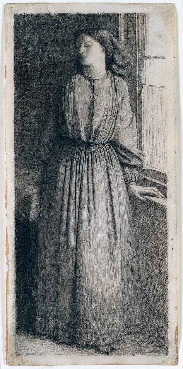 Elizabeth Siddal stojící u okna od Dante Gabriel Charles Rossetti