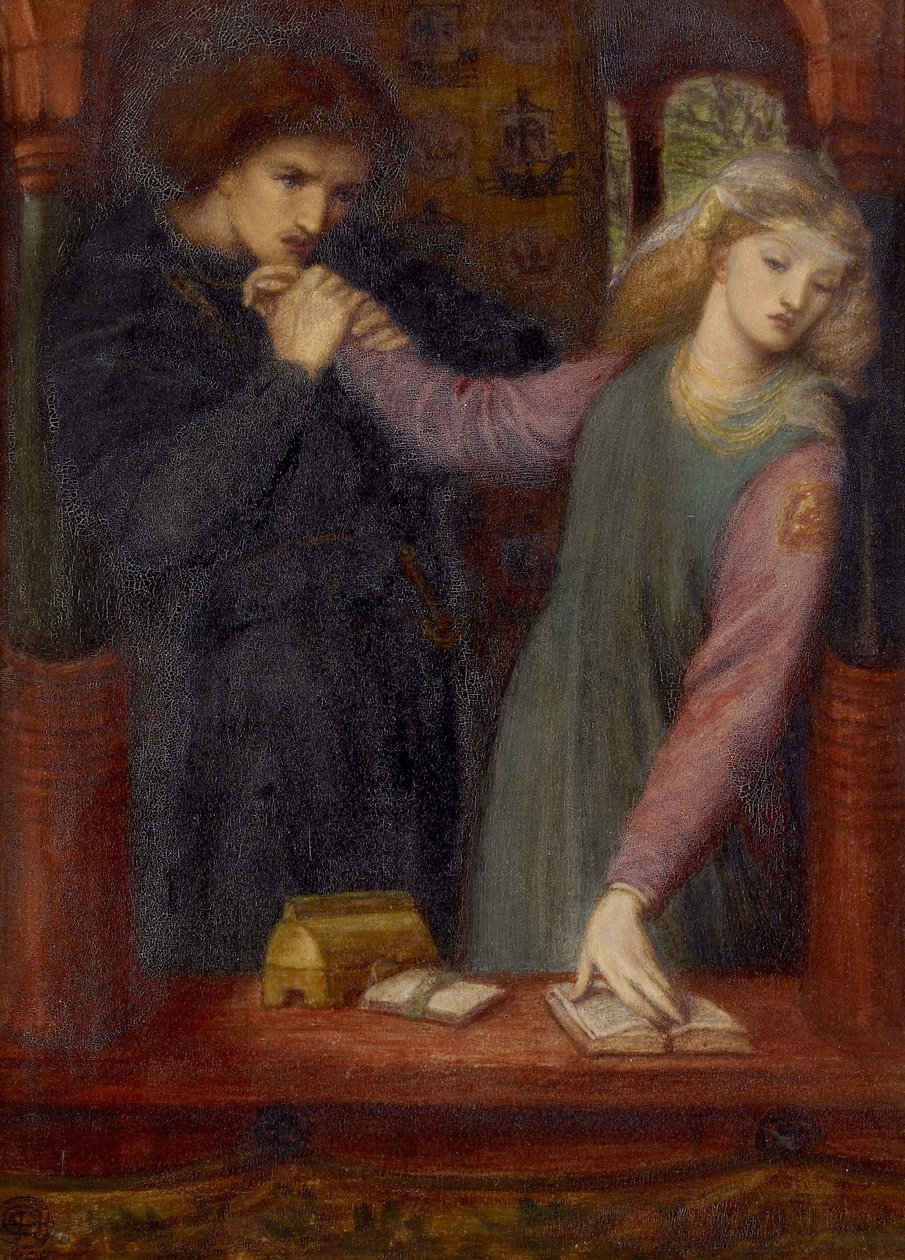 Hamlet a Ofélie, 1866 (akvarel a arabská guma na papíře) od Dante Gabriel Charles Rossetti