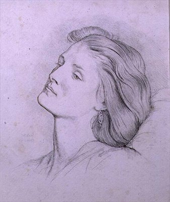 Hlava Fanny Cornforth (tužka a křída) od Dante Gabriel Charles Rossetti