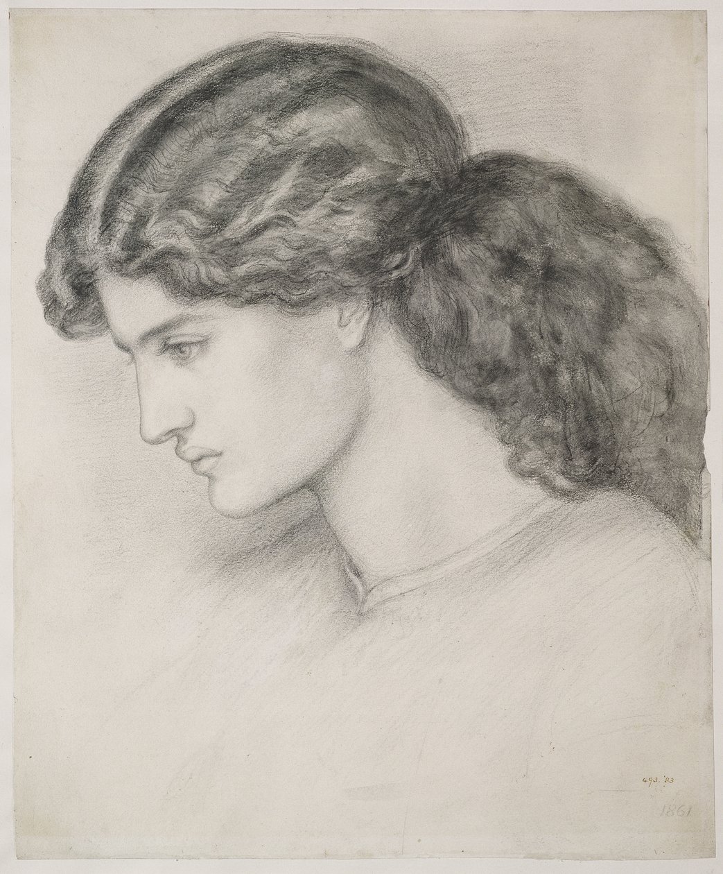Hlava ženy, 1861 od Dante Gabriel Charles Rossetti