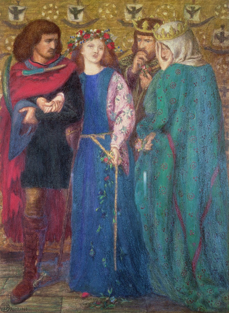 Horatio Objevování šílenství Ofélie od Dante Gabriel Charles Rossetti