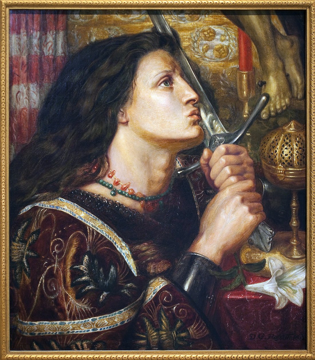 Johanka z Arku líbající meč osvobození, 1863 od Dante Gabriel Charles Rossetti