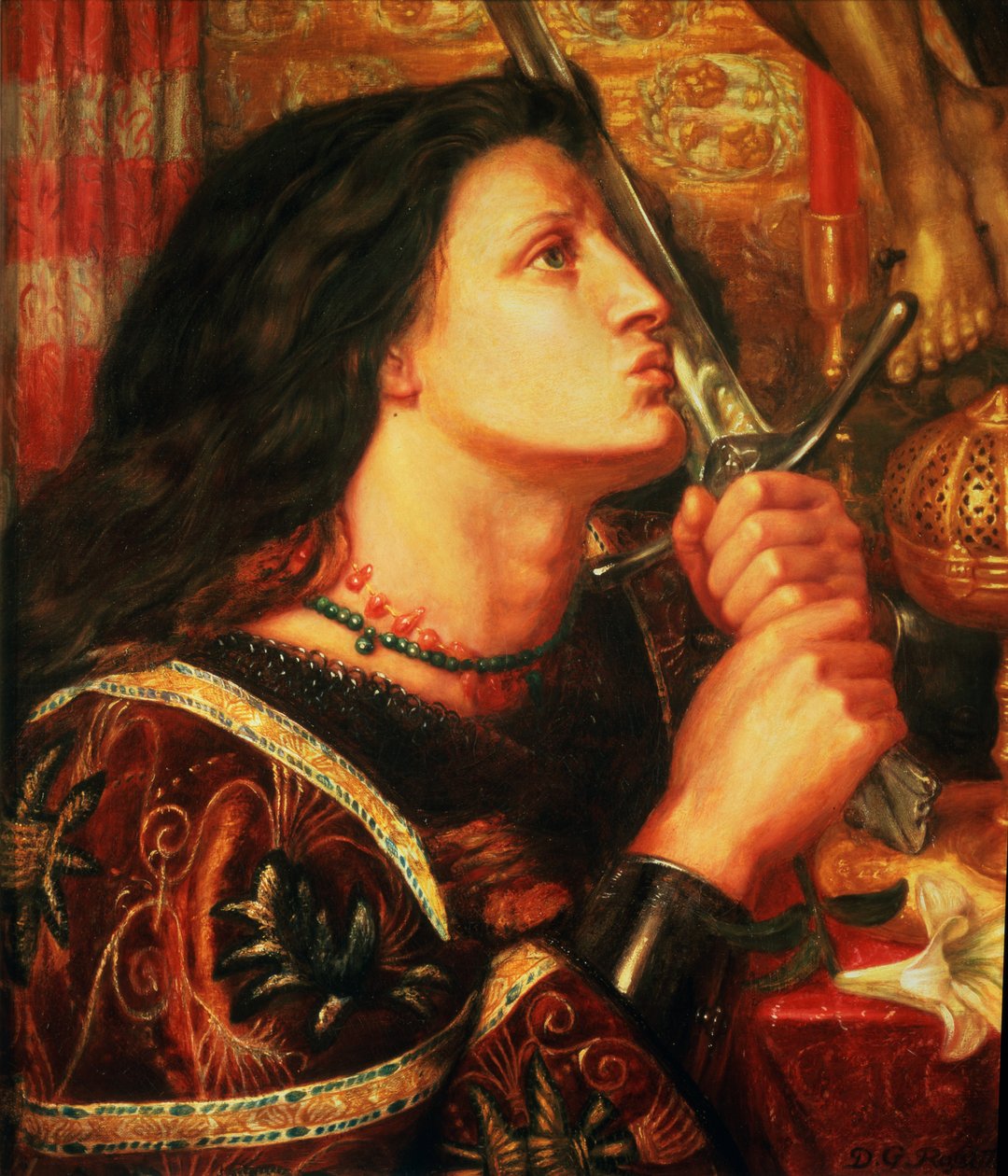 Johanka z Arku líbající meč osvobození, 1863 od Dante Gabriel Charles Rossetti