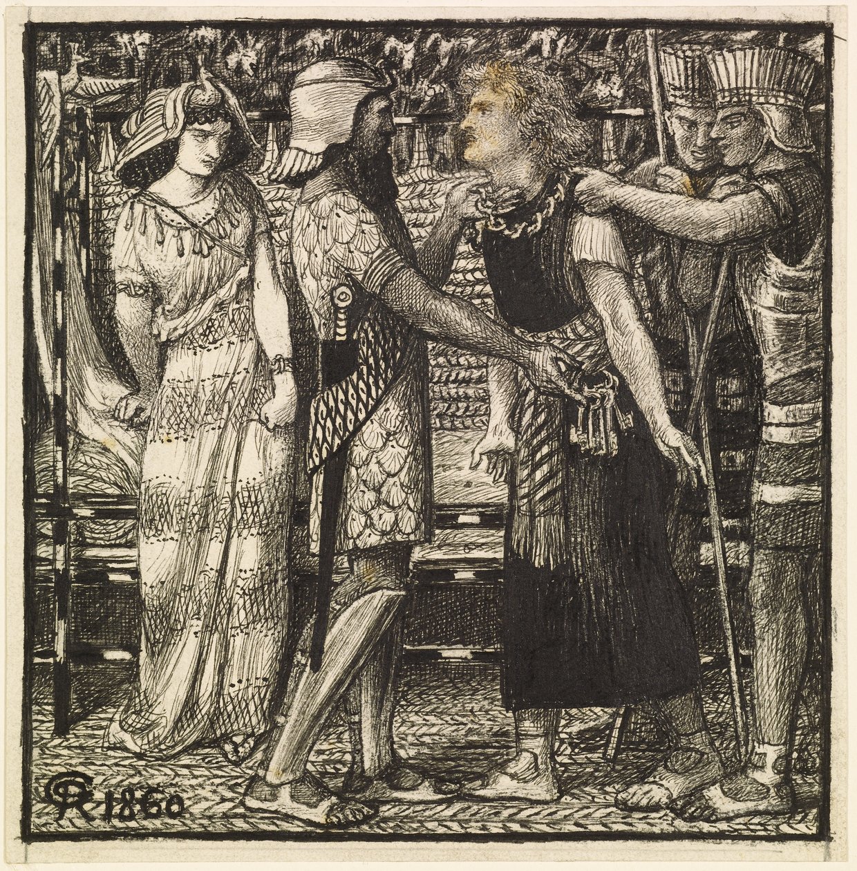 Joseph obvinil Before Potiphar (Dokončená kompozice) od Dante Gabriel Charles Rossetti