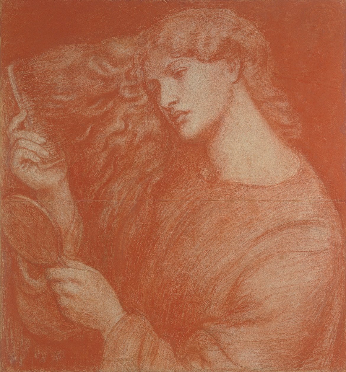 Lady Lilith (červená křída na papíře) od Dante Gabriel Charles Rossetti