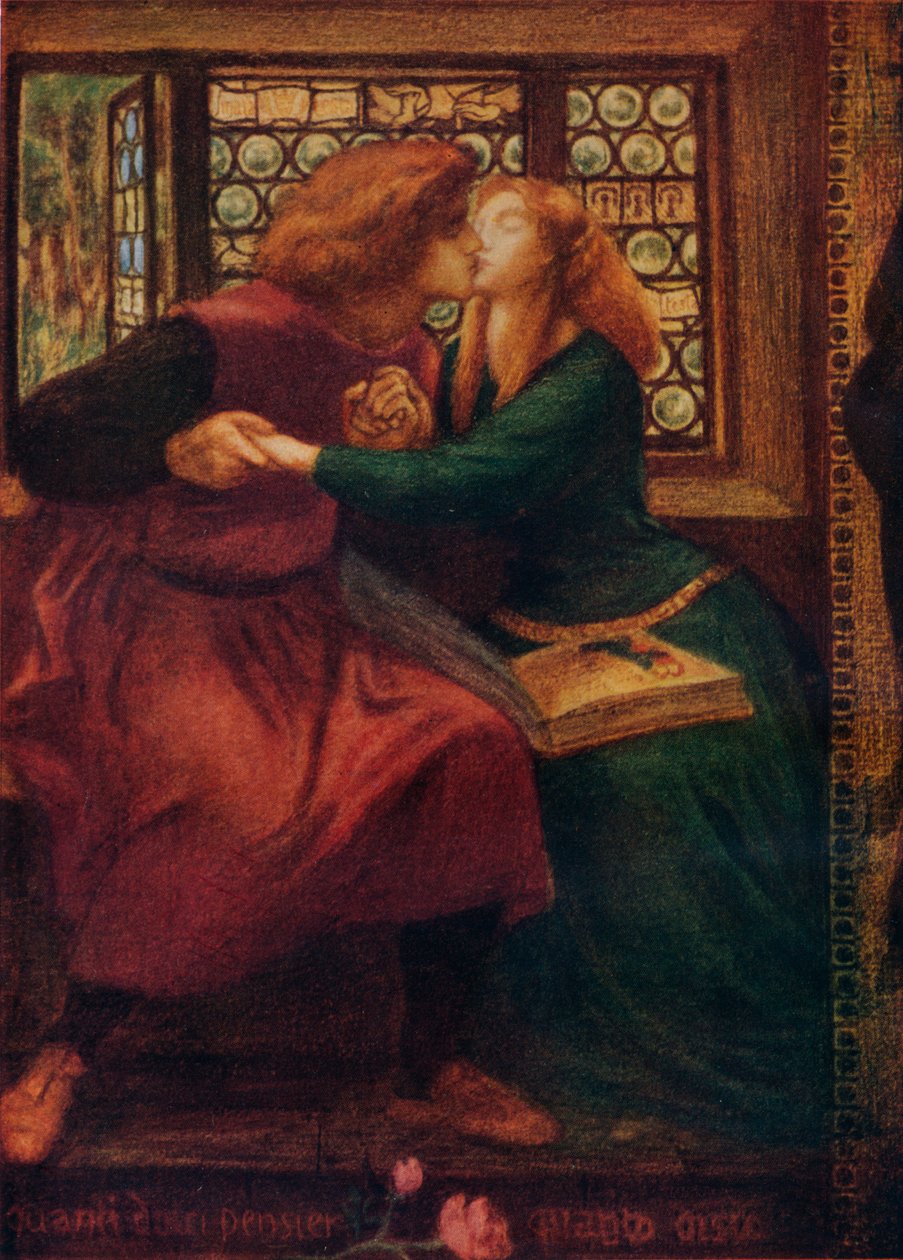 Detail Paola a Francesca da Rimini, 1855 od Dante Gabriel Charles Rossetti