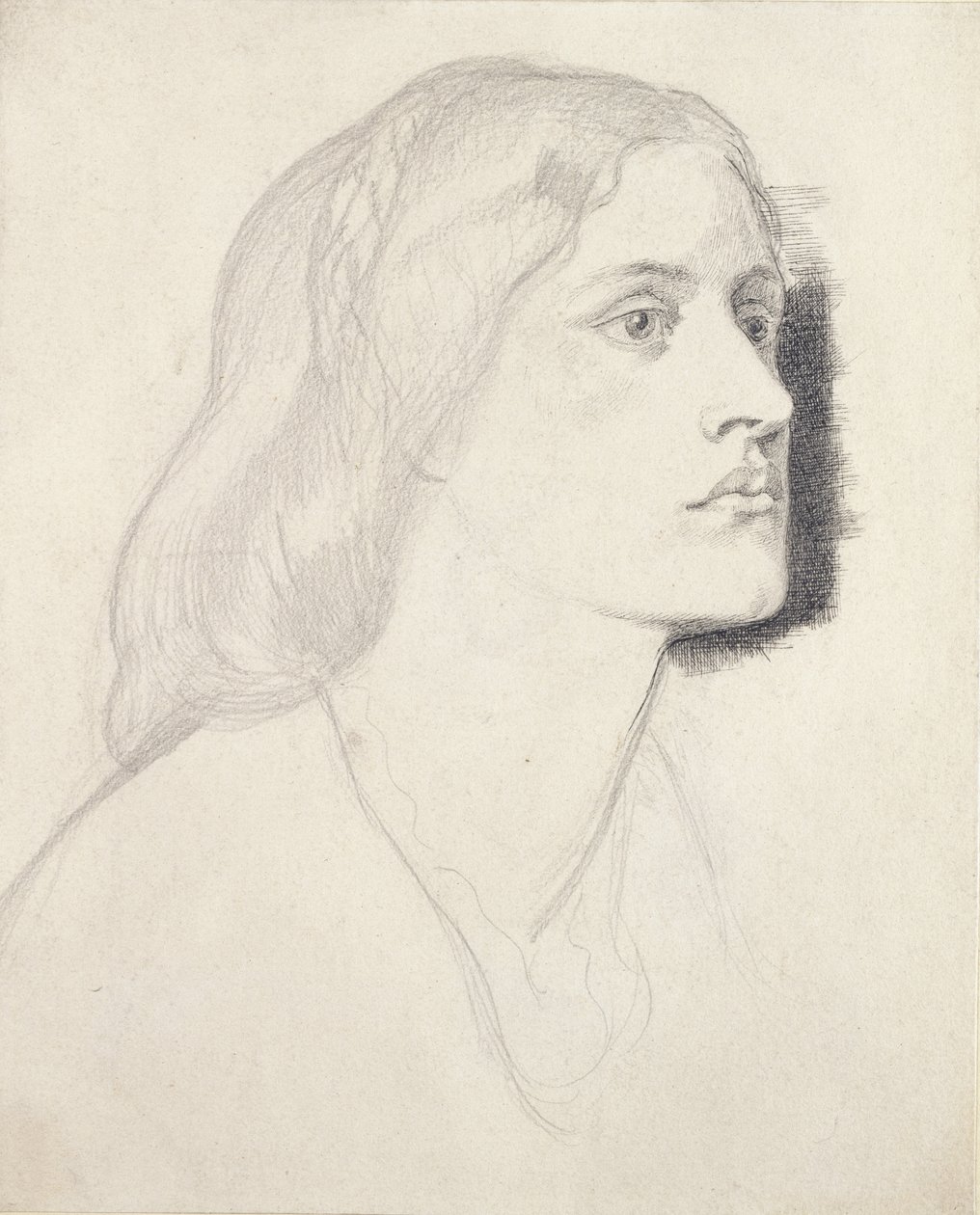 Portrét slečny Ruth Herbertové, pravděpodobně 1858 (grafit s perem a černým inkoustem na bílém papíře) od Dante Gabriel Charles Rossetti