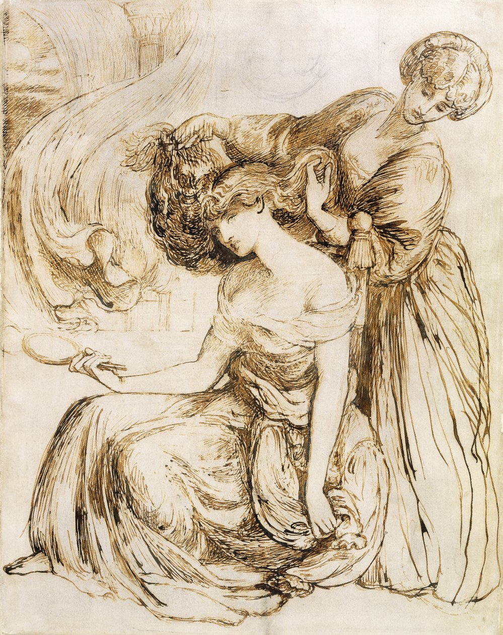 Studie pro Desdemoninu píseň smrti: Othello, dějství IV, Sc. III, od Dante Gabriel Charles Rossetti