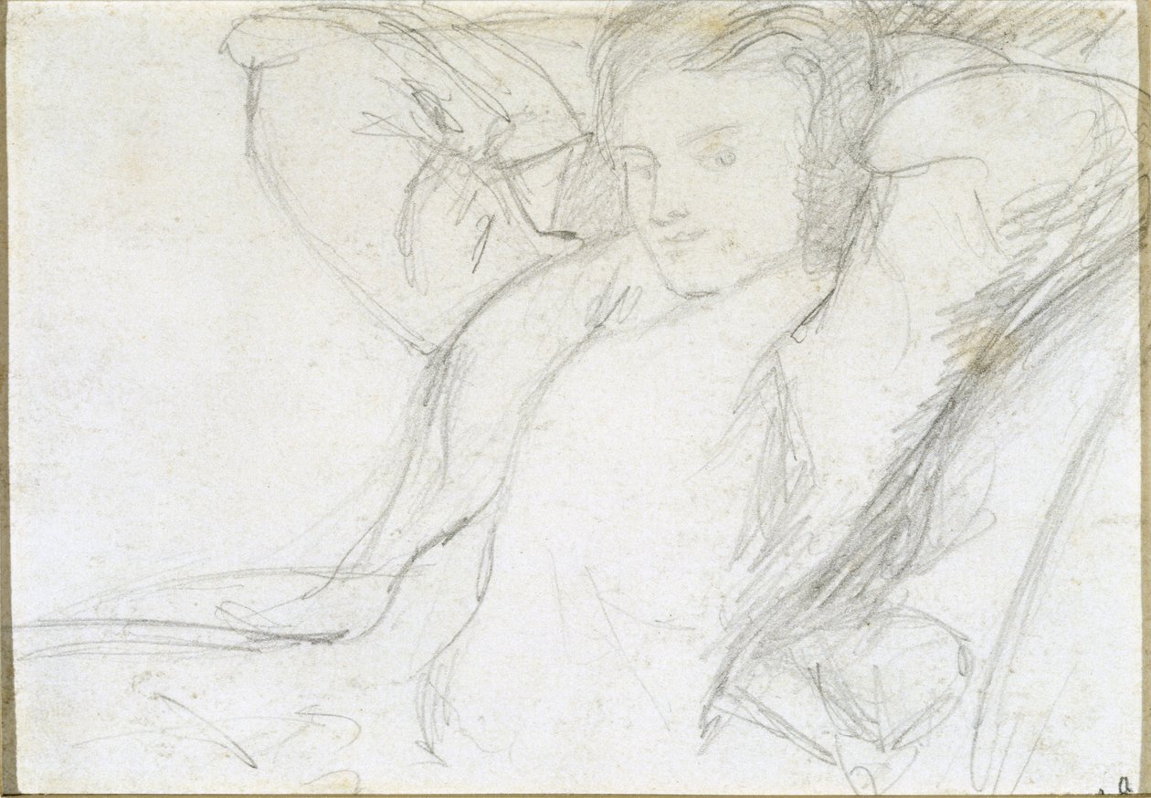 Studie sedící dámy, 1860 (grafit na papíře) od Dante Gabriel Charles Rossetti
