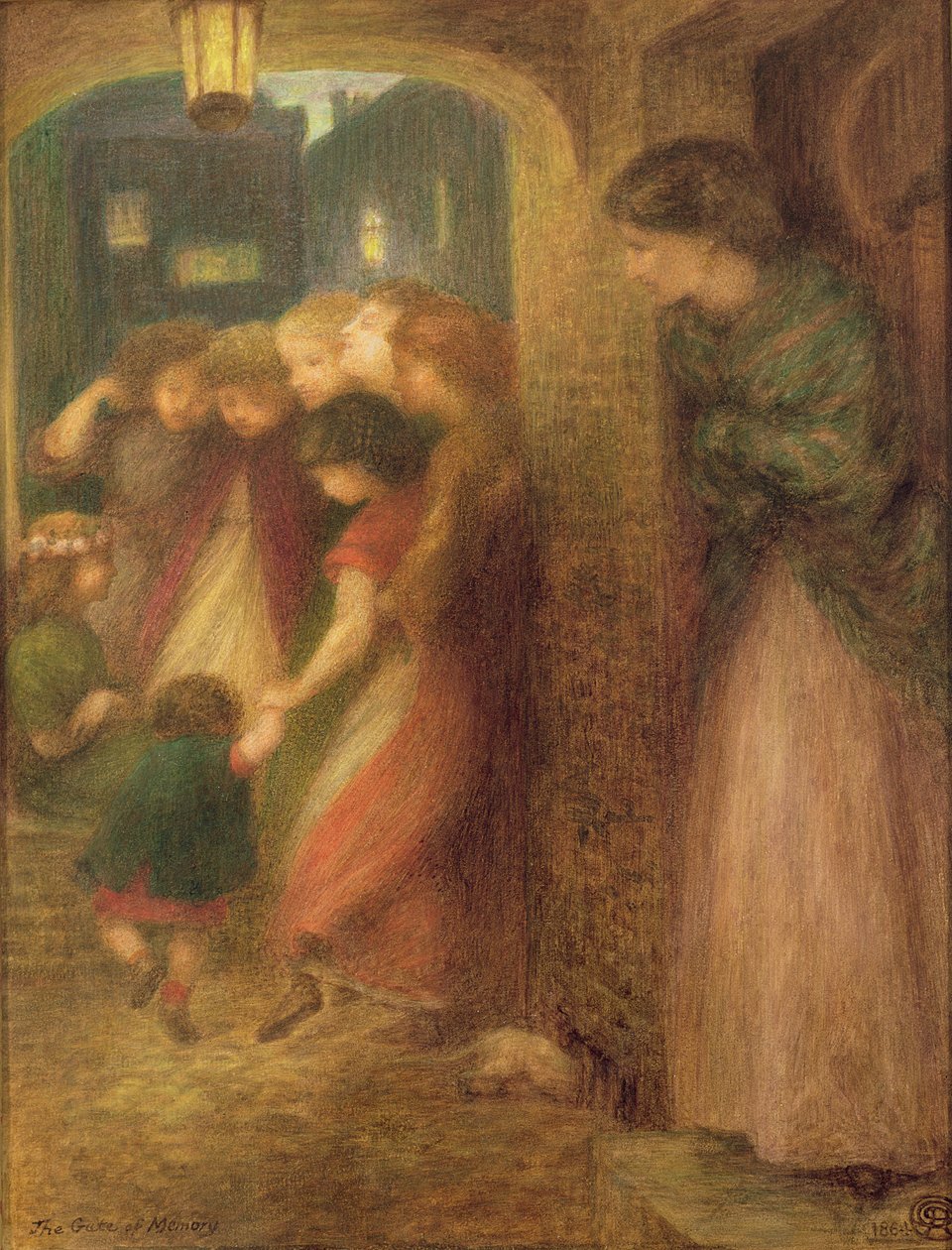 Brána paměti, 1864 (barevné křídy na papíře) od Dante Gabriel Charles Rossetti