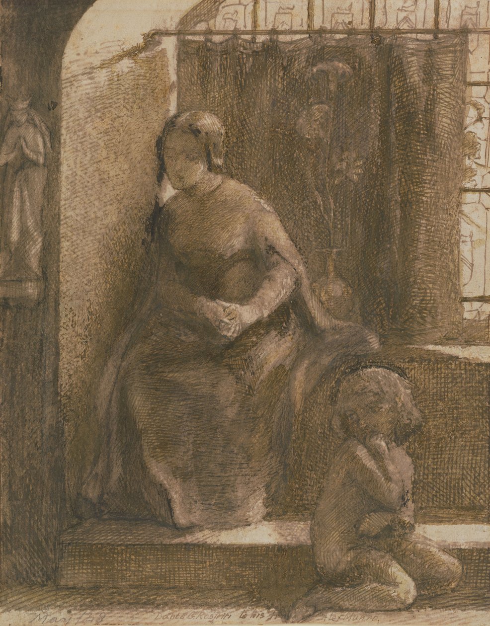 The Sun May Shine A We Be Cold, 1848 (pero a hnědý inkoust na papíře) od Dante Gabriel Charles Rossetti