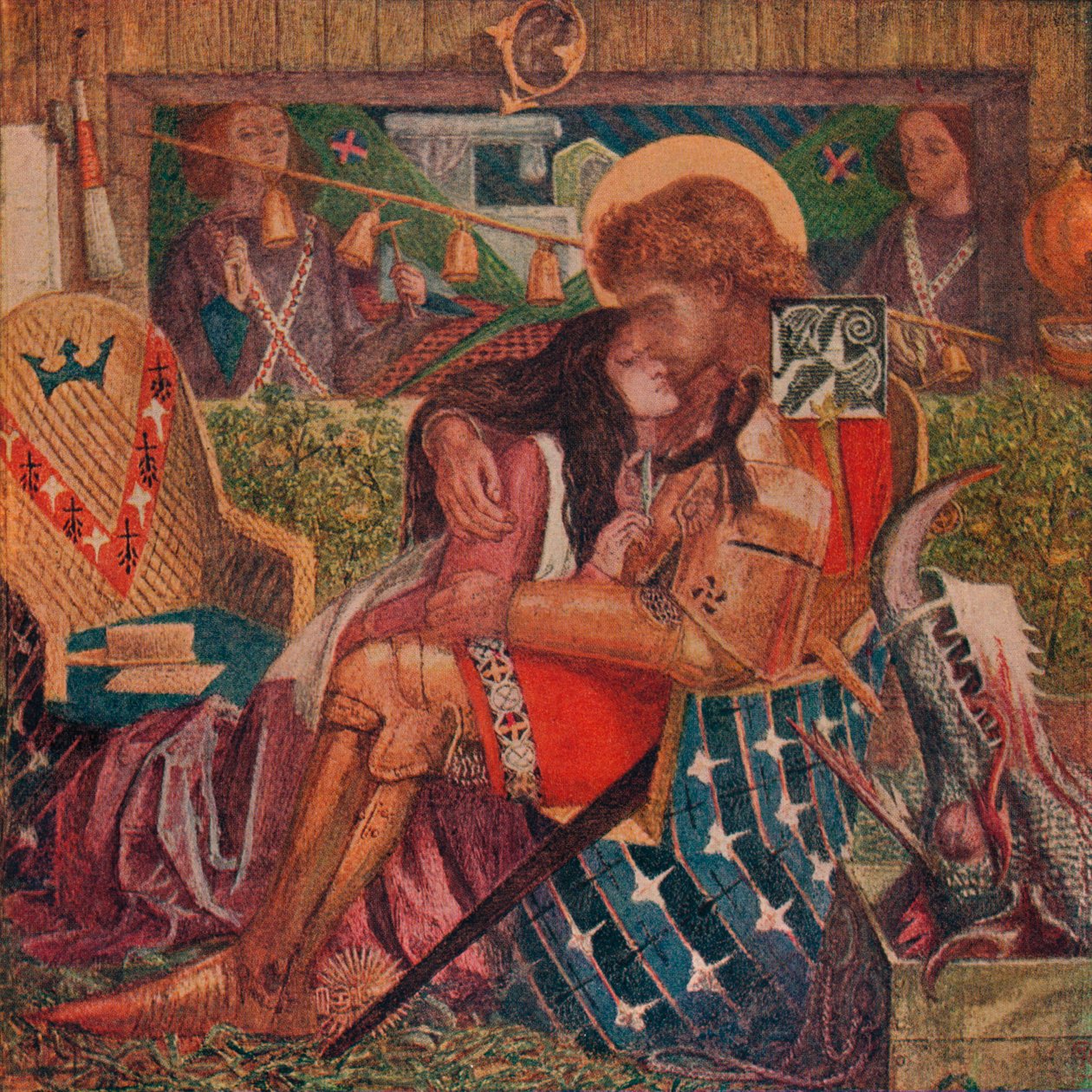 Svatba svatého Jiří a princezny Sabra, 1857 od Dante Gabriel Charles Rossetti