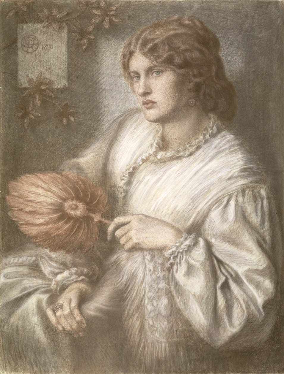 Žena s ventilátorem, 1870 od Dante Gabriel Charles Rossetti