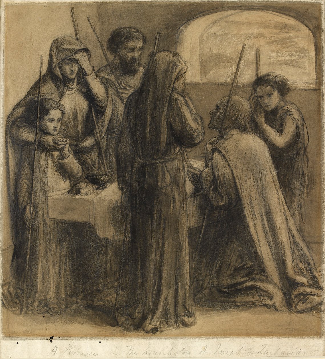 Pesach v domácnosti Josefa a Zachariáše, 50. léta 19. století od Dante Gabriel Rossetti