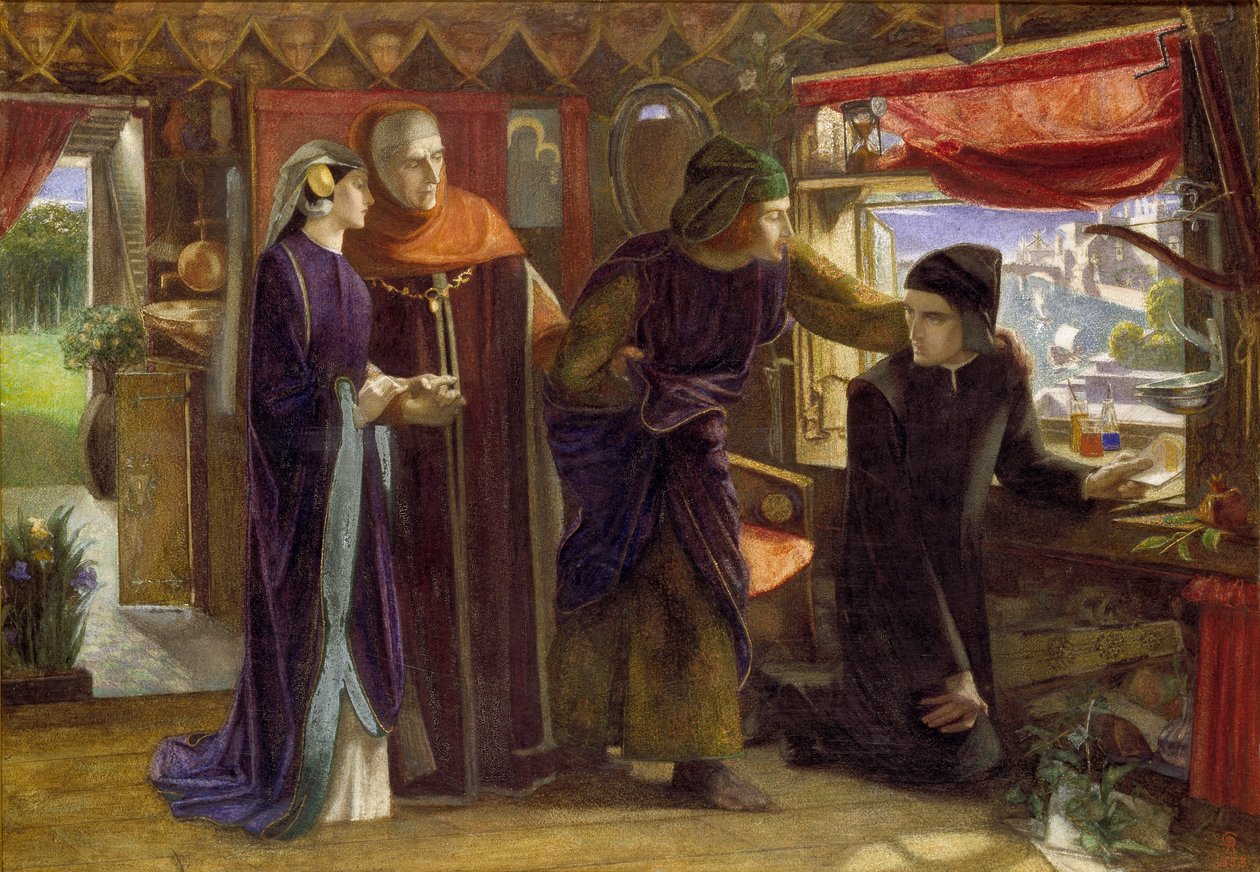 Dante kreslí anděla k výročí Beatriciny smrti, 1853 od Dante Gabriel Rossetti