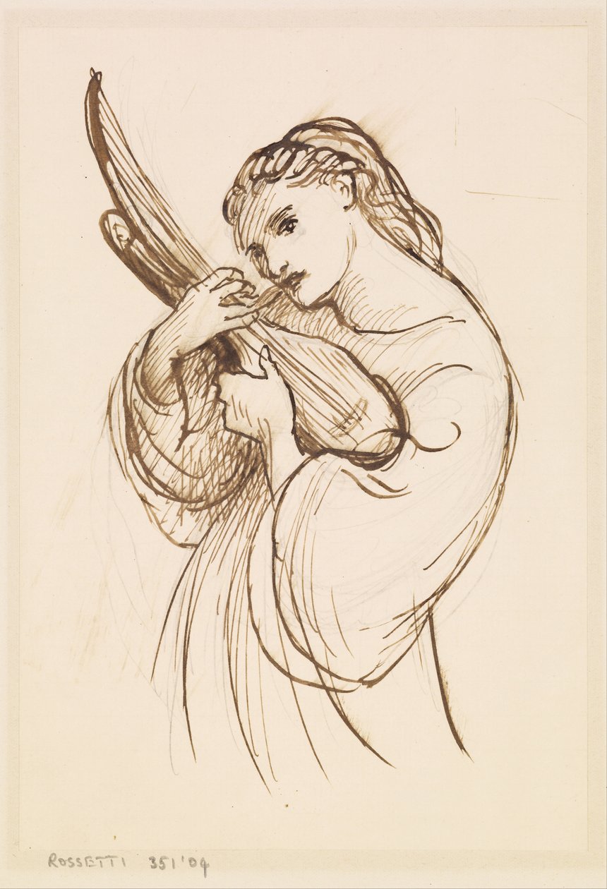 Dívka s hudebním nástrojem od Dante Gabriel Rossetti