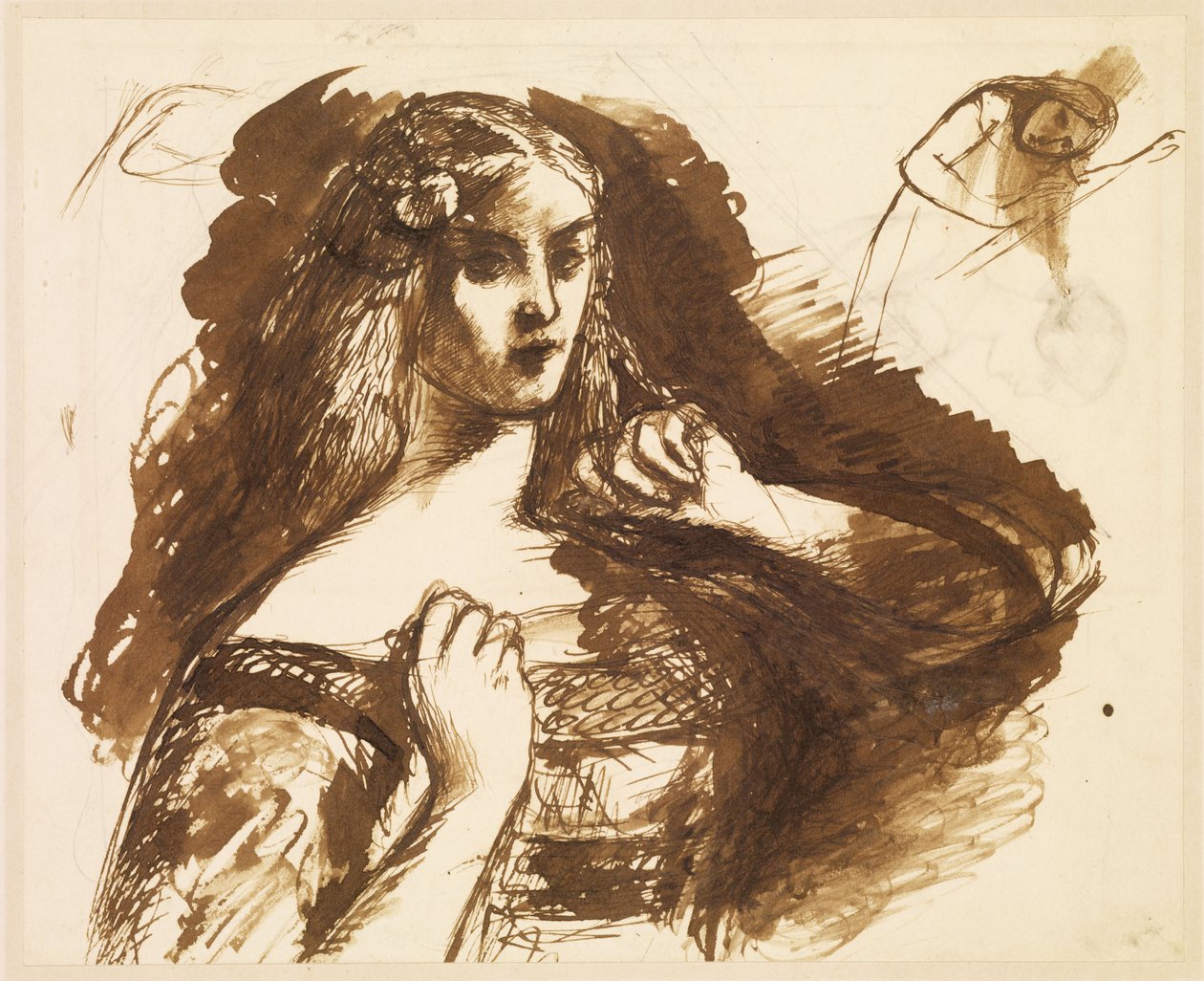 Půdorysná skica mladé ženy od Dante Gabriel Rossetti