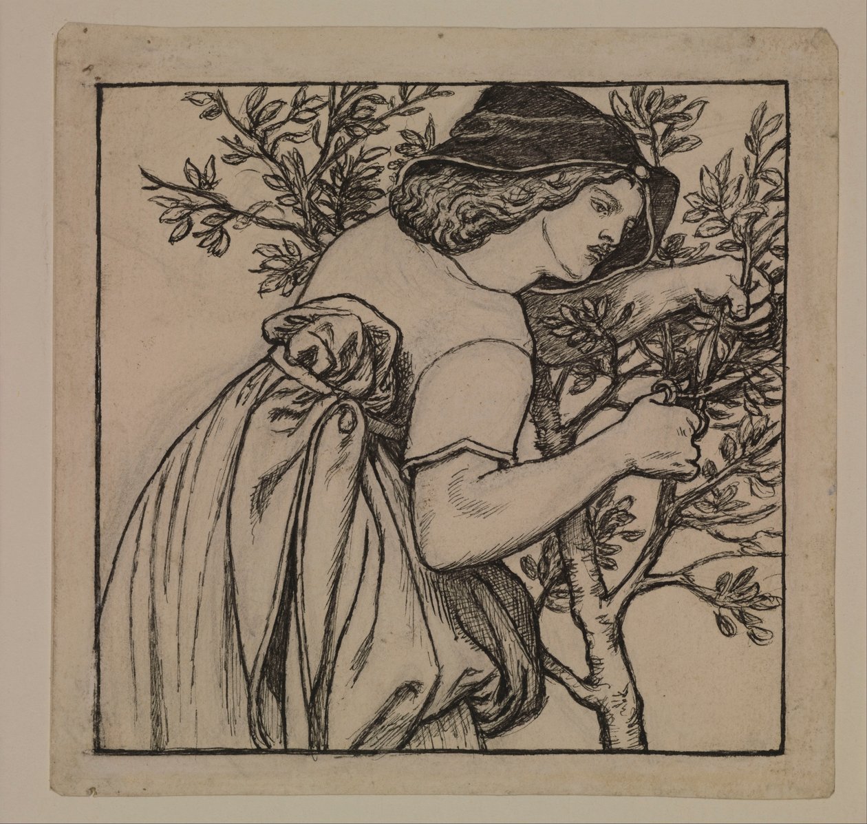 Líbánky krále Reného - Zahradnictví - Návrh malovaného panelu do kabinetu od Dante Gabriel Rossetti