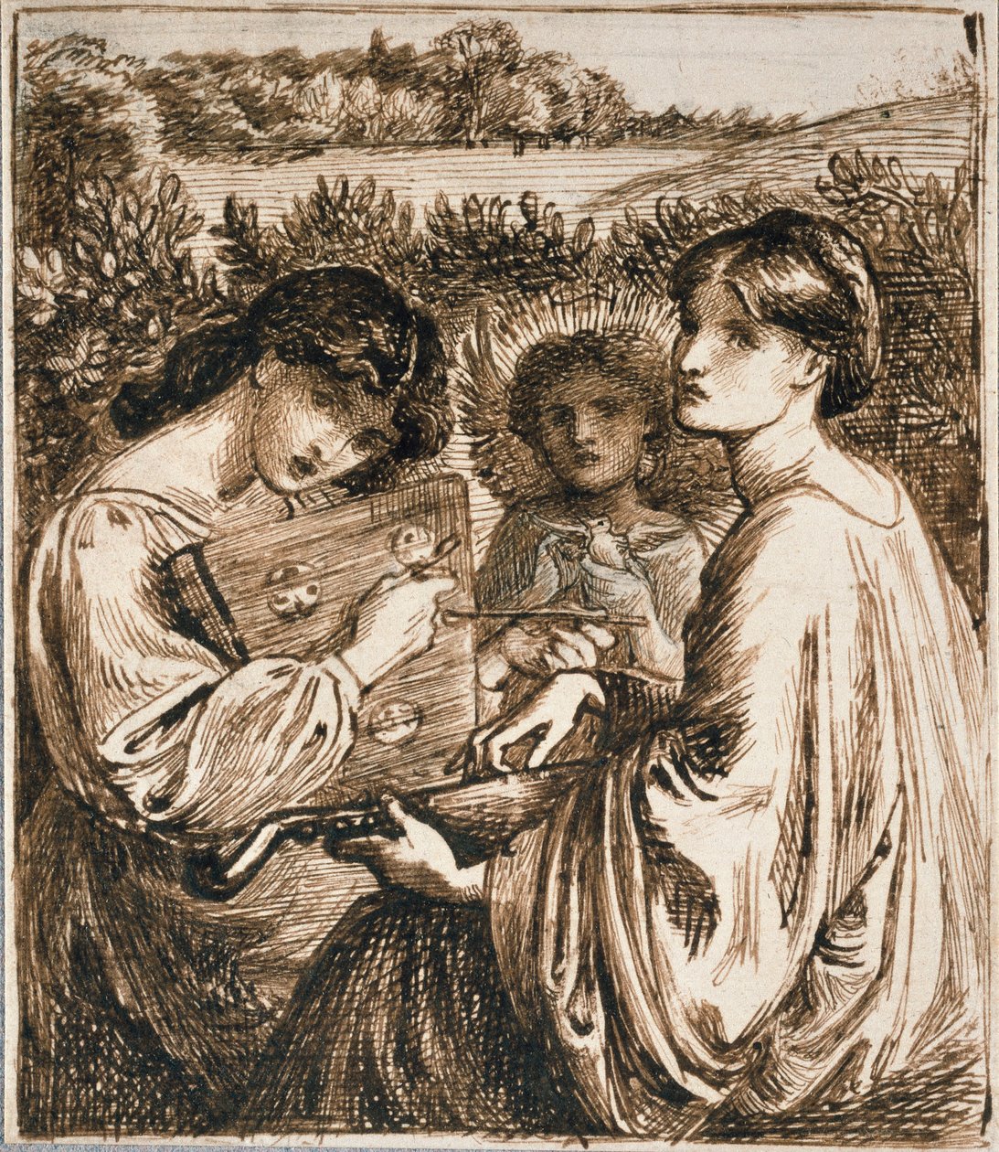 Studie pro Bower Meadow, konec 19. století od Dante Gabriel Rossetti