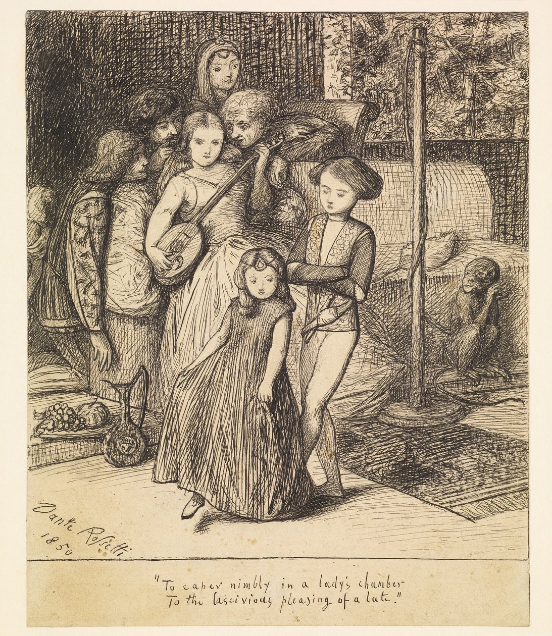 Čile tančit v komnatě dámy při smyslném potěšení loutny od Dante Gabriel Rossetti