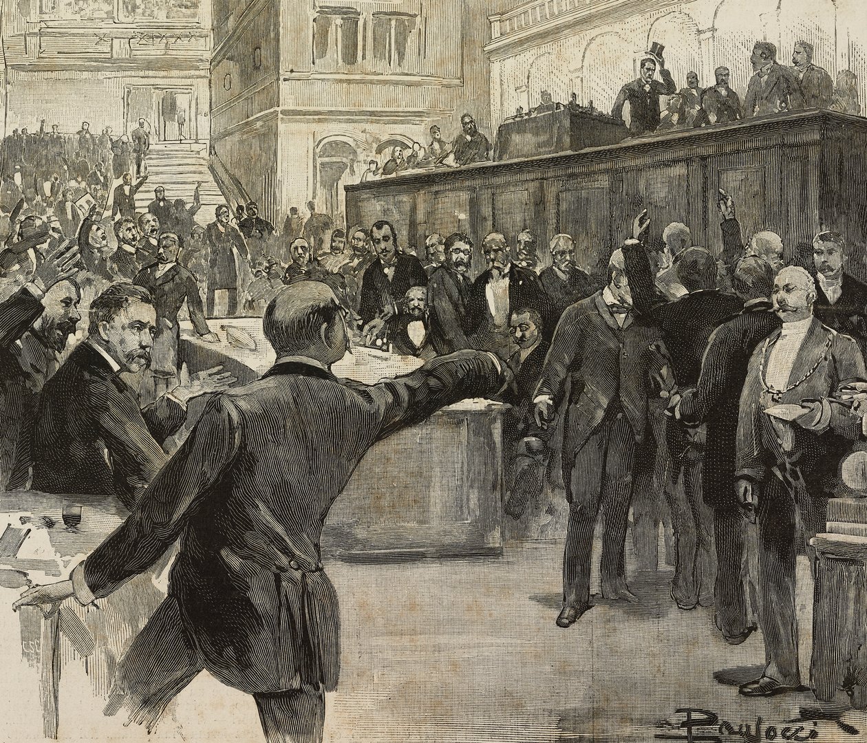 Kontroverze v Poslanecké sněmovně po přečtení zprávy Výboru sedmi (Comitato dei Sette) pověřeného vyšetřováním bankovní odpovědnosti, 23. listopadu od Dante Paolocci