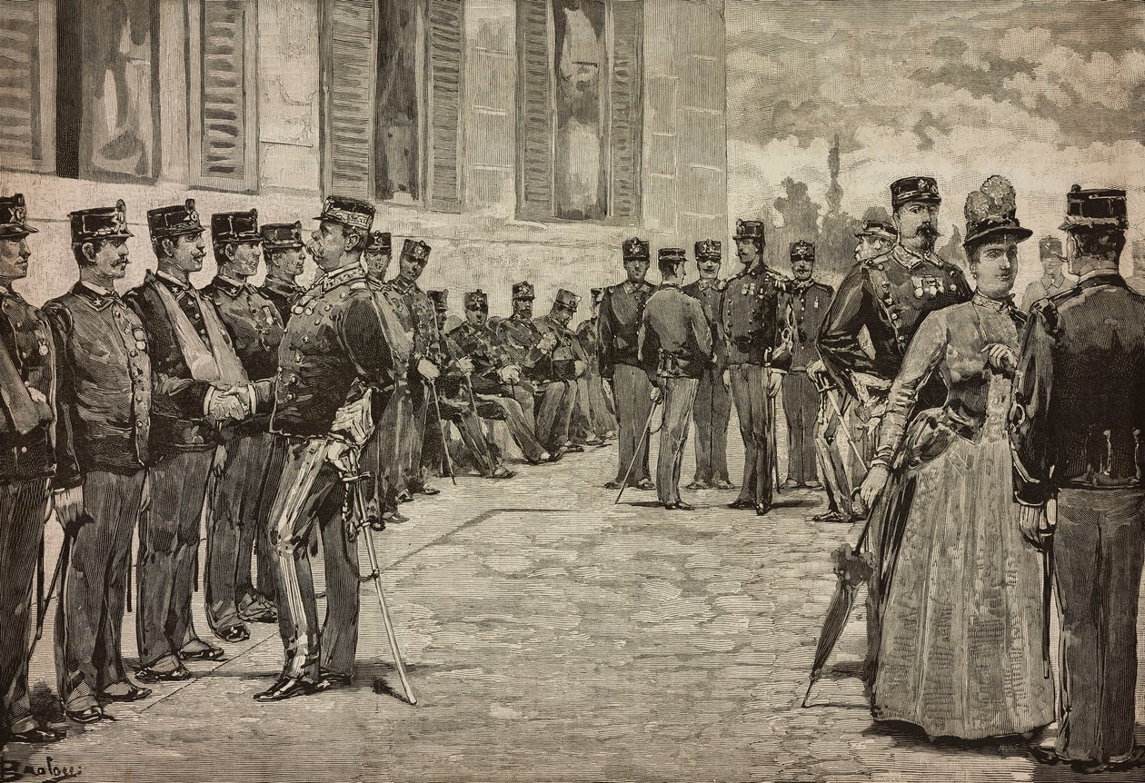 Survivors of Dogali, Eritrean War, přijato panovníky v zahradě Quirinal, Řím, Itálie, Dante Paolocci, L