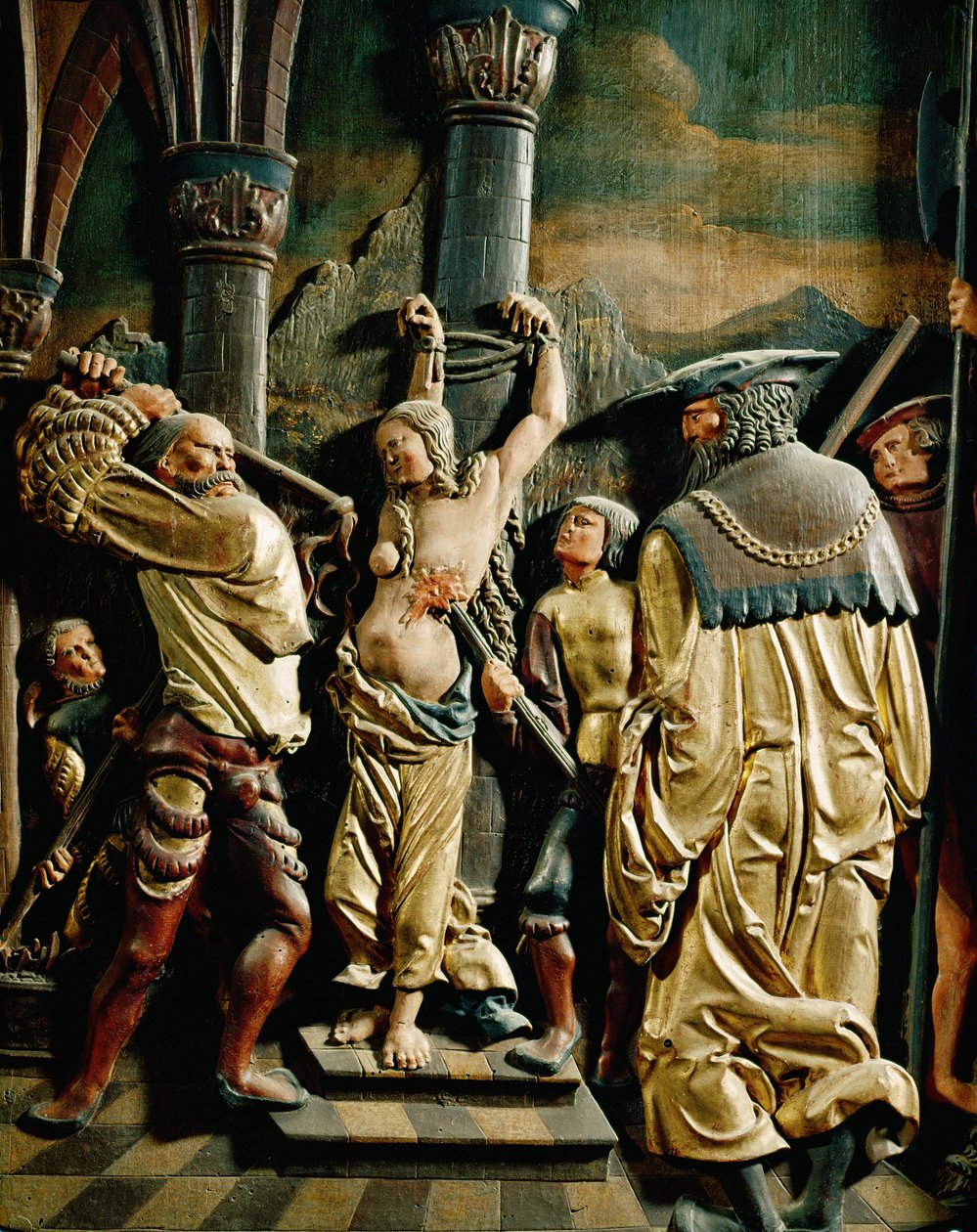 Umučení svaté Agáty (reliéf z lipového dřeva) od Danube School