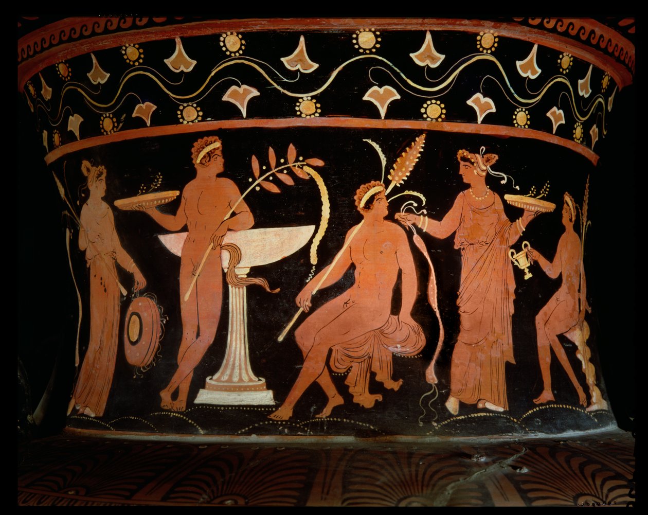 Apulský červenofigurový volutový krater, detail hrdlové keramiky od Darius Painter